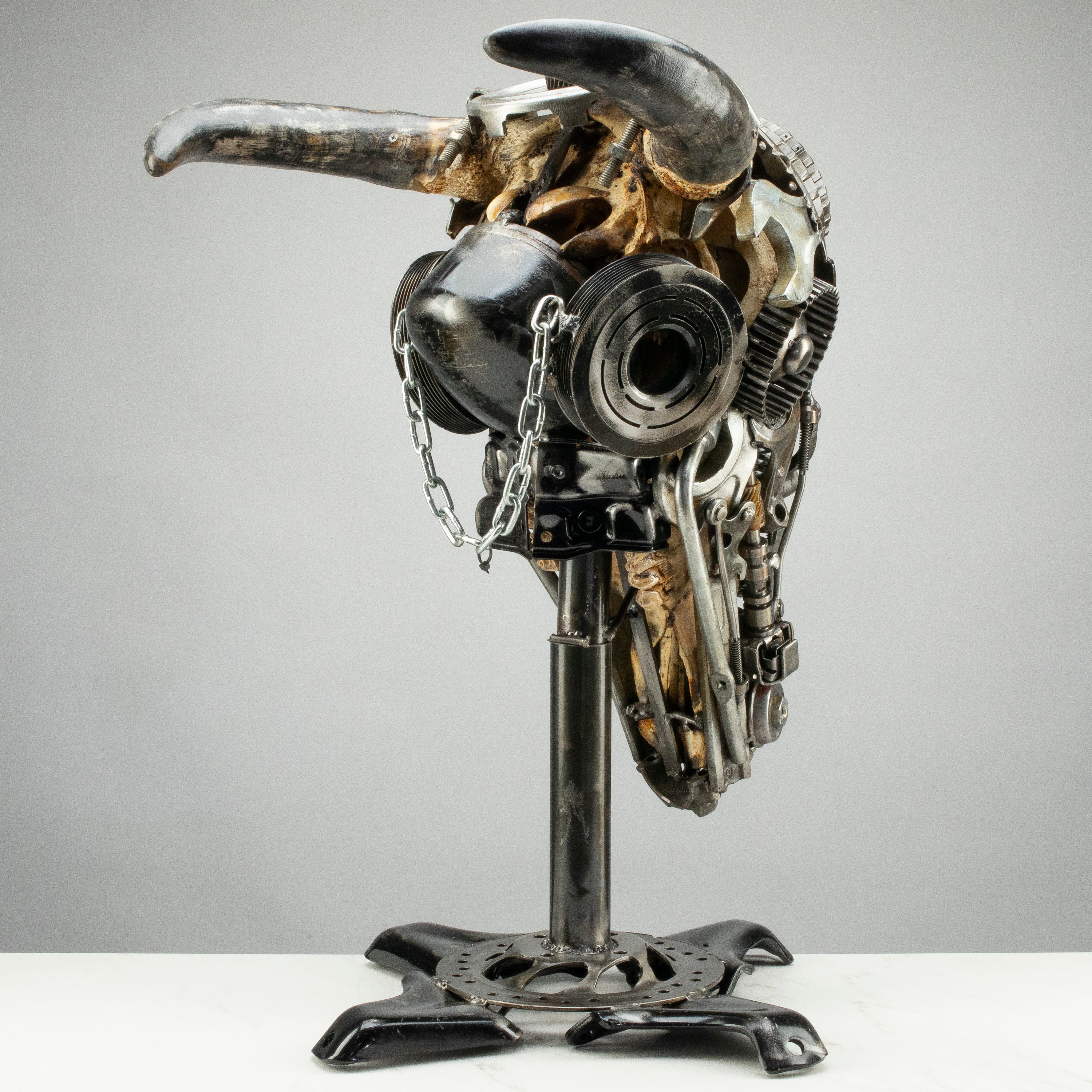 Bull Skull Recycled Metal Art Sculpture