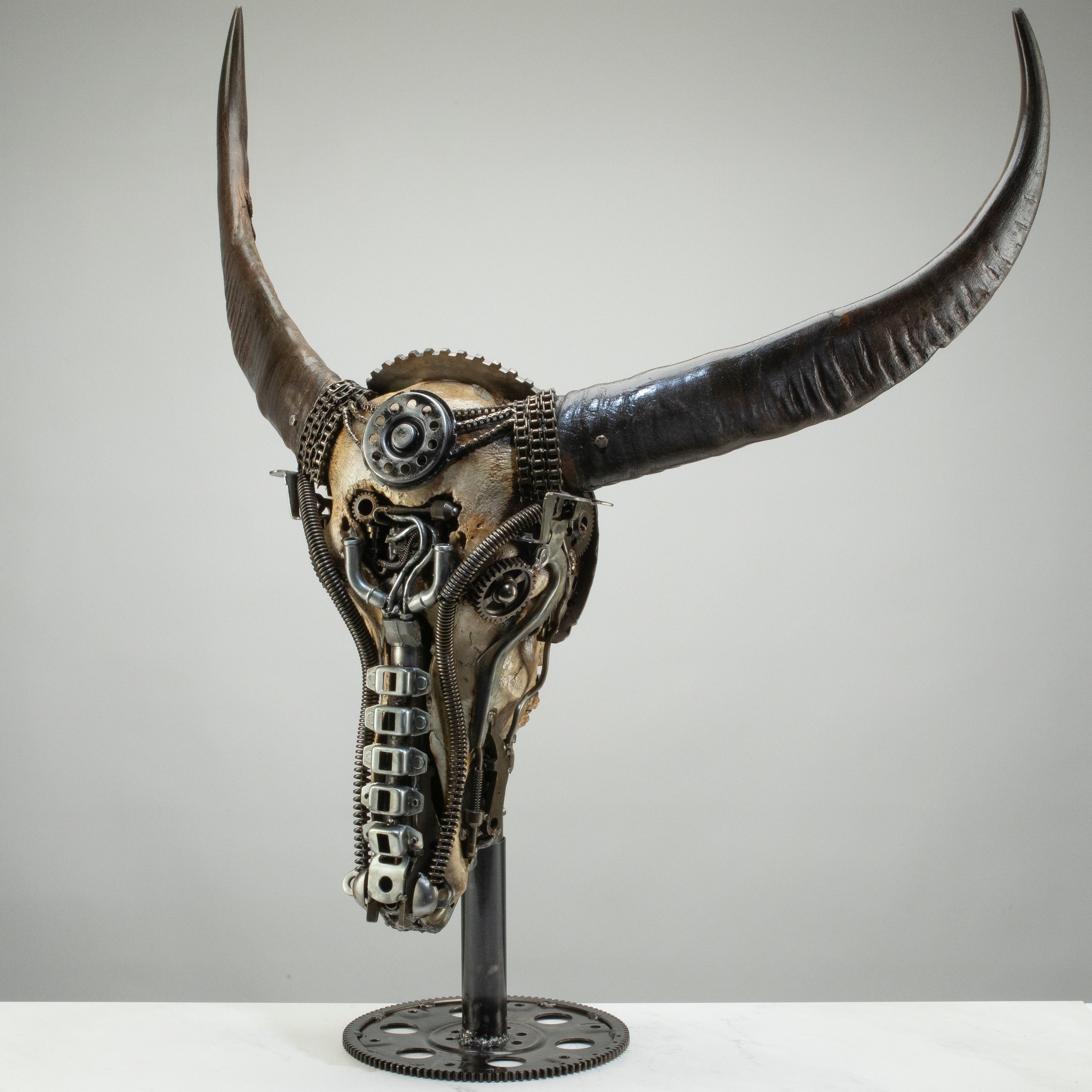 Bull Skull Recycled Metal Art Sculpture