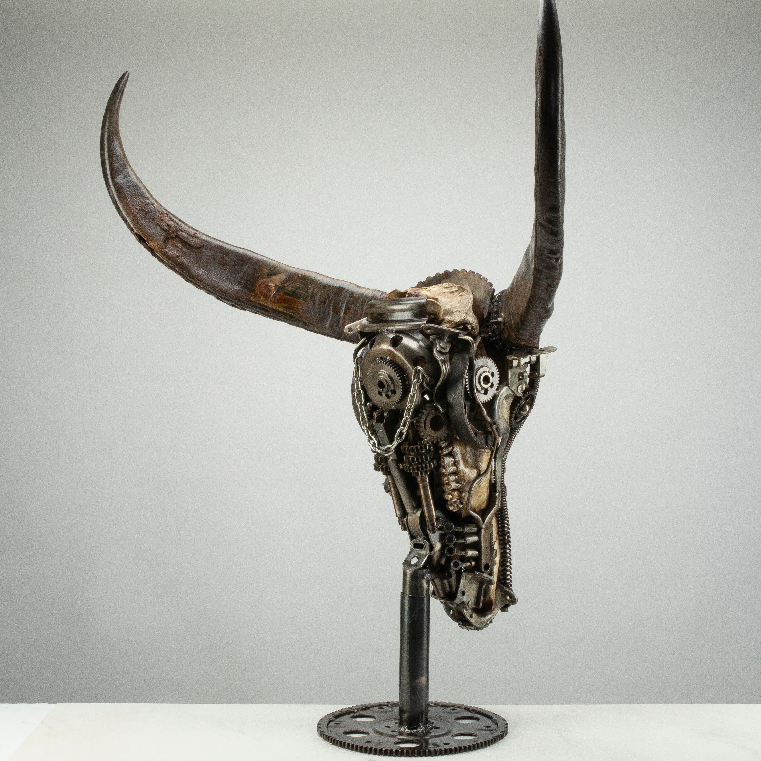 Bull Skull Recycled Metal Art Sculpture