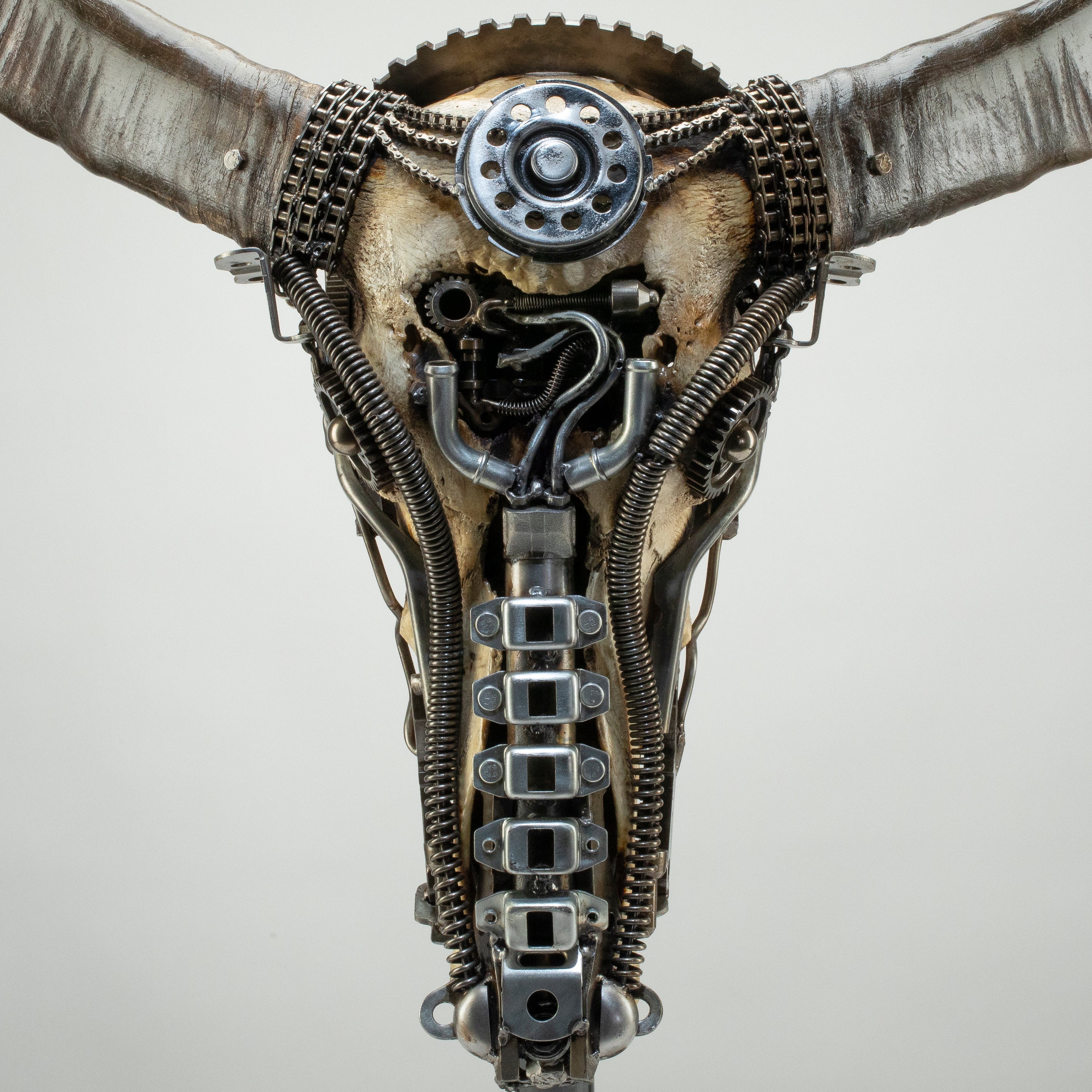 Bull Skull Recycled Metal Art Sculpture