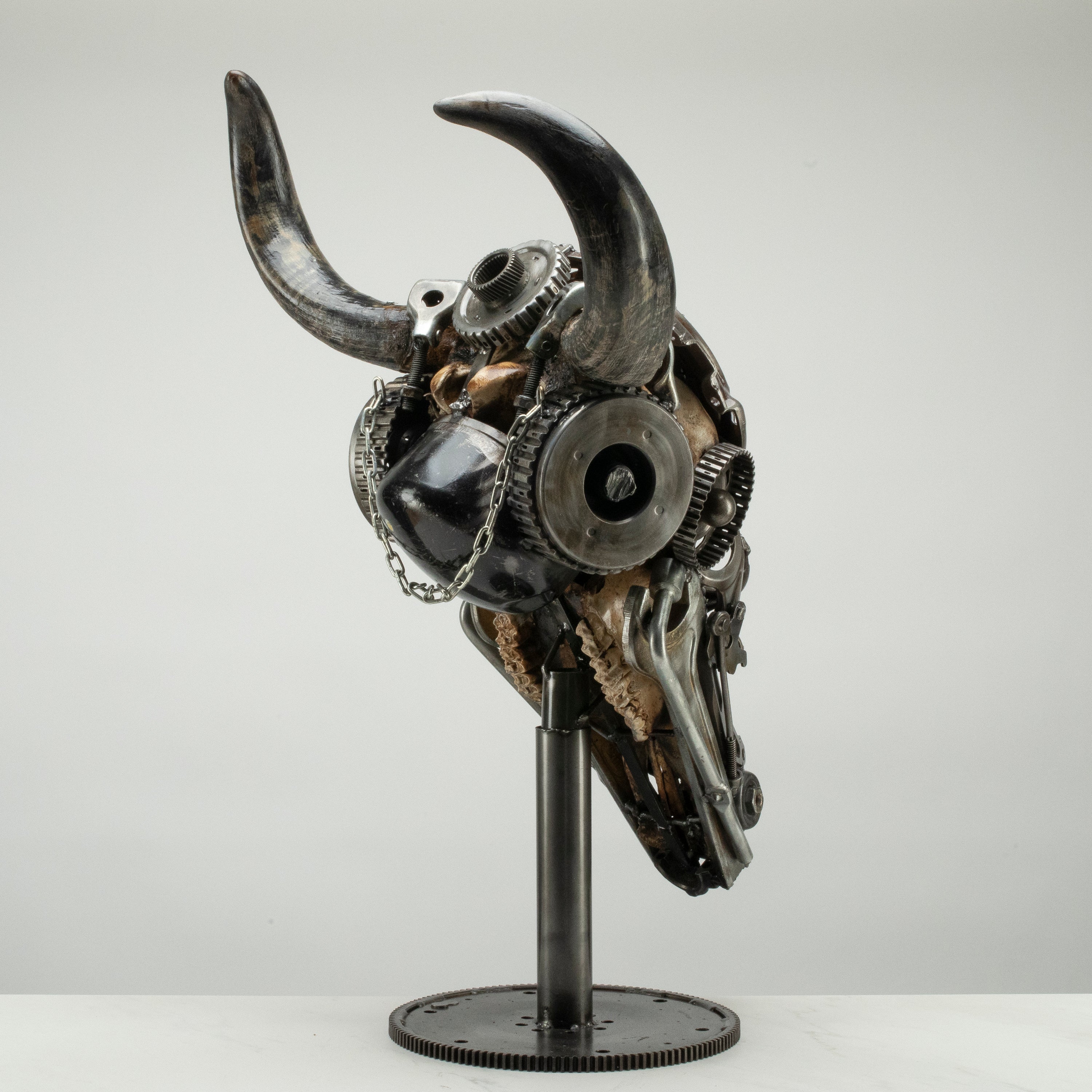 Bull Skull Recycled Metal Art Sculpture