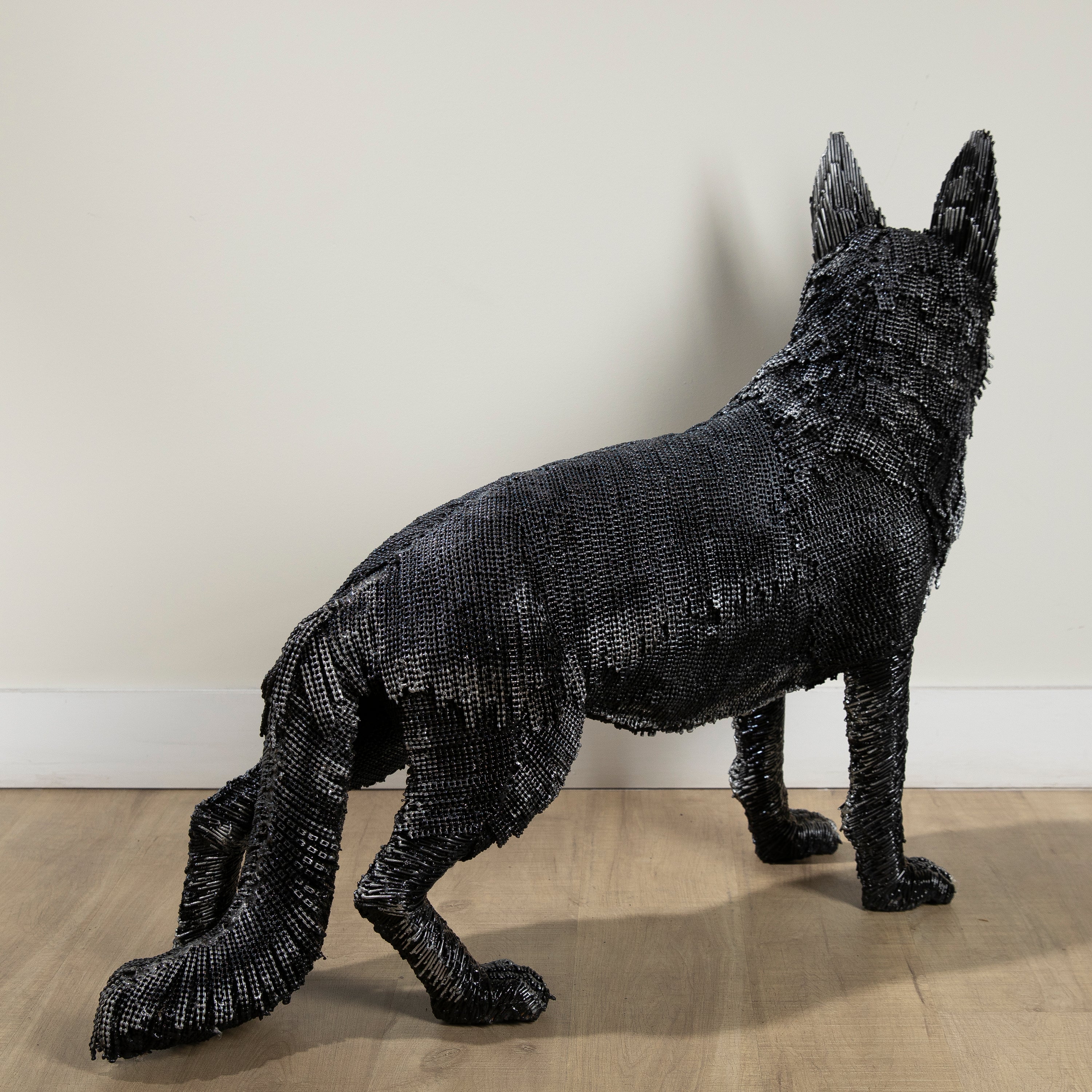 28" German Shepherd Dog Recycled Metal Art Sculpture