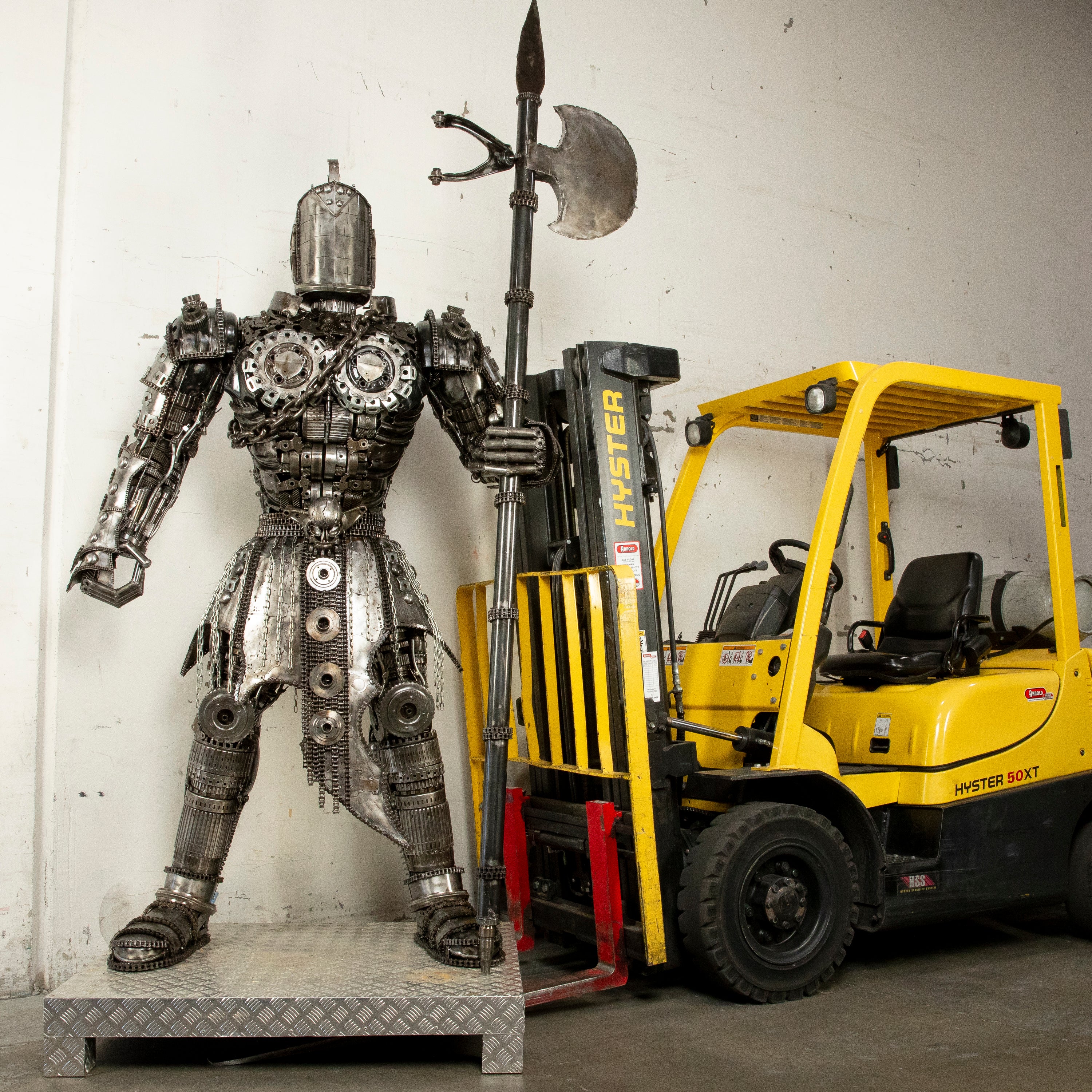 91" Knight Recycled Metal Art Sculpture