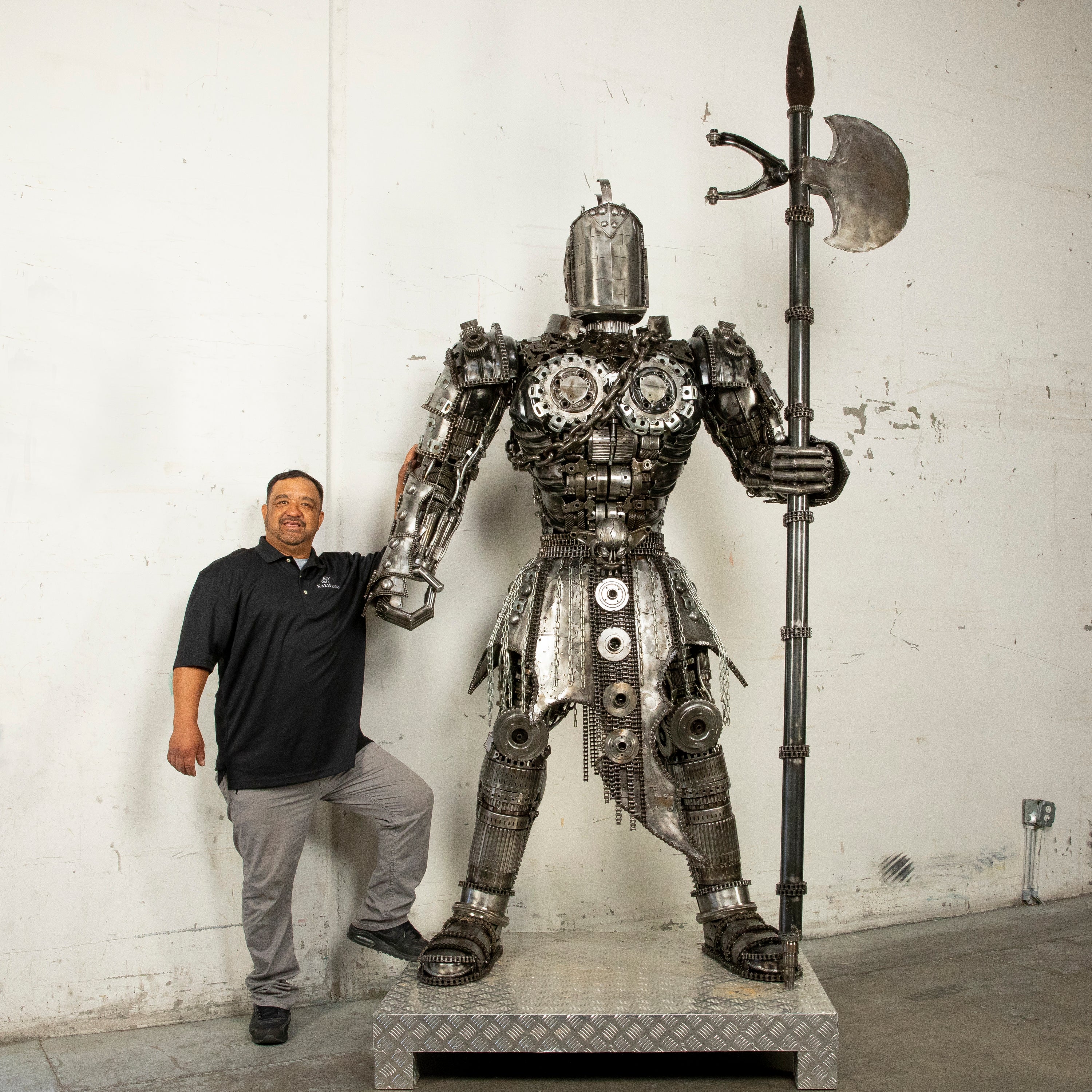 91" Knight Recycled Metal Art Sculpture