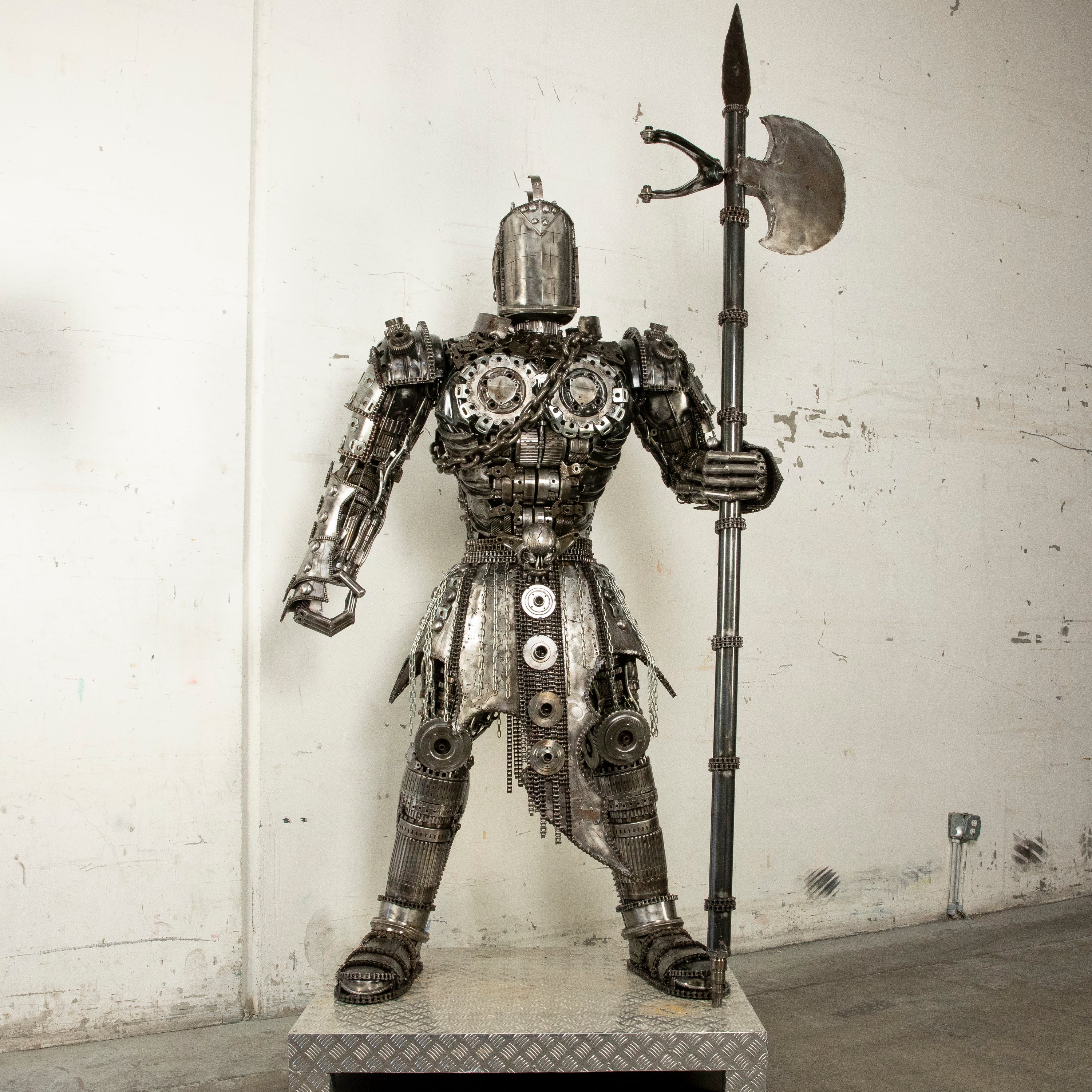 91" Knight Recycled Metal Art Sculpture