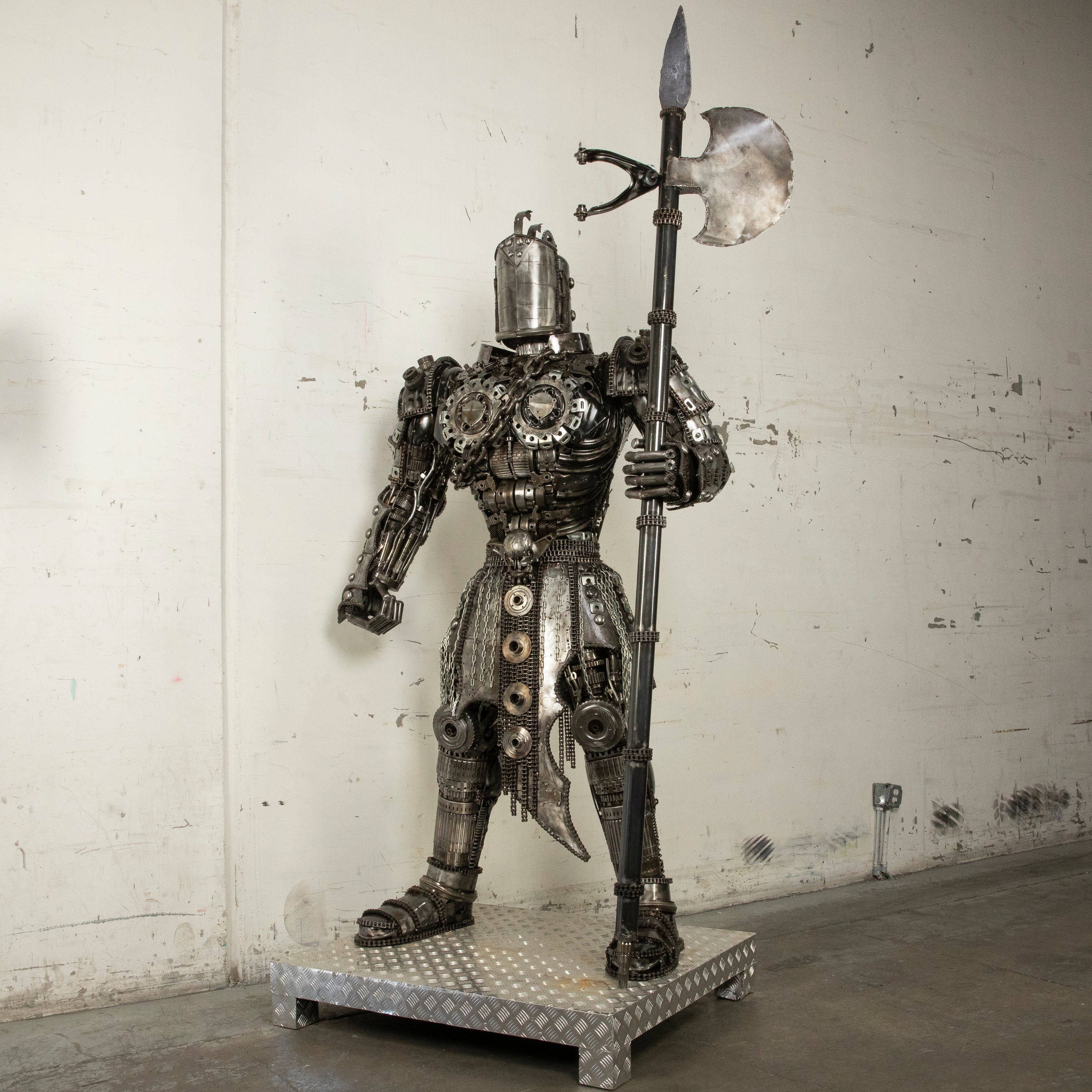 91" Knight Recycled Metal Art Sculpture