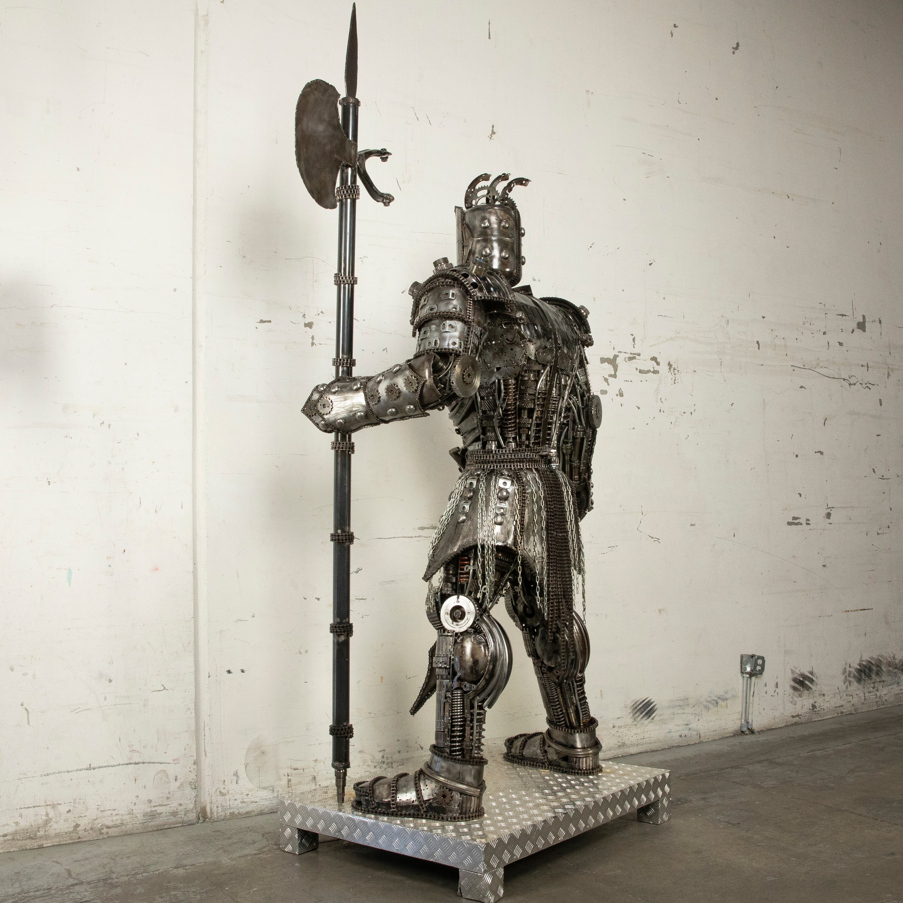 91" Knight Recycled Metal Art Sculpture