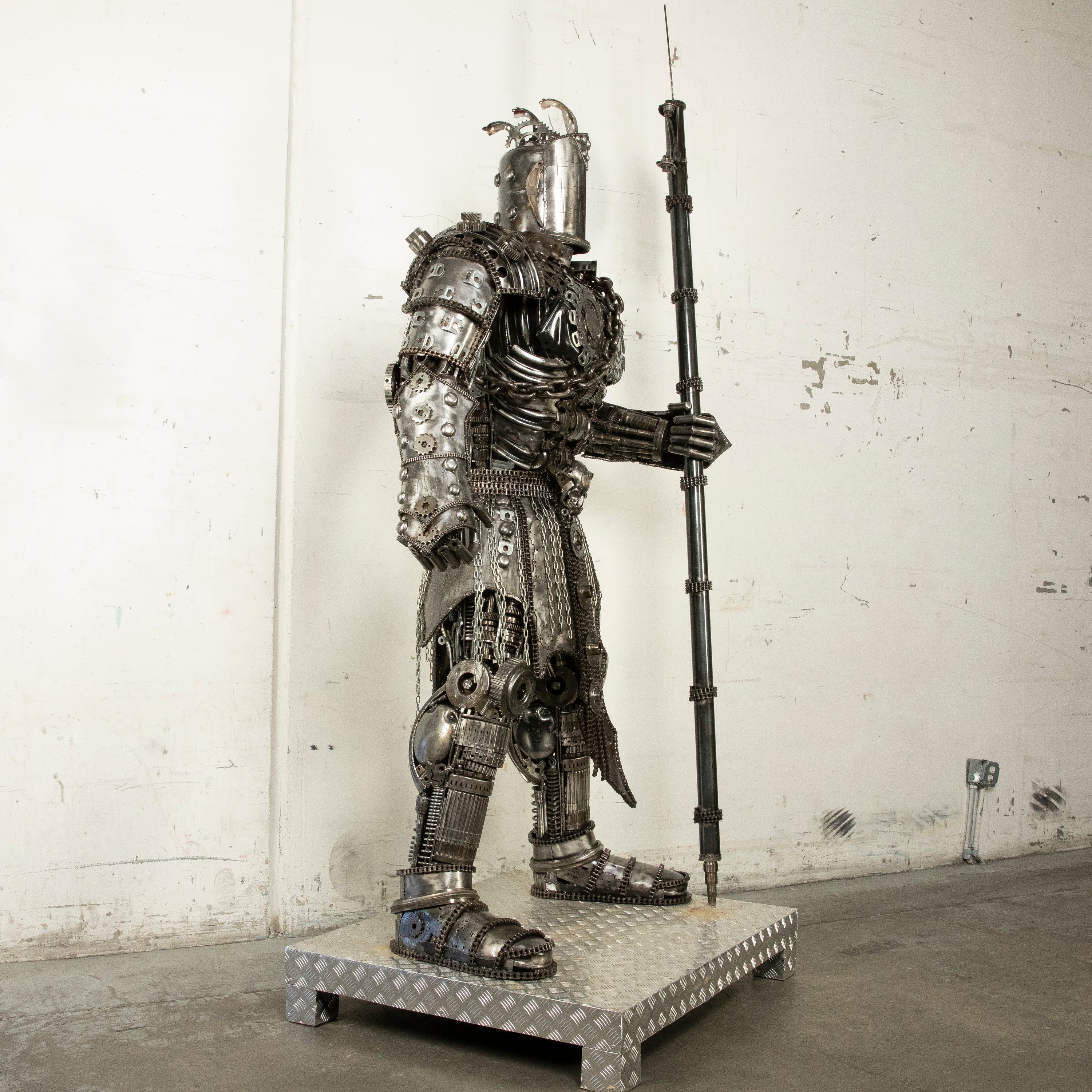 91" Knight Recycled Metal Art Sculpture