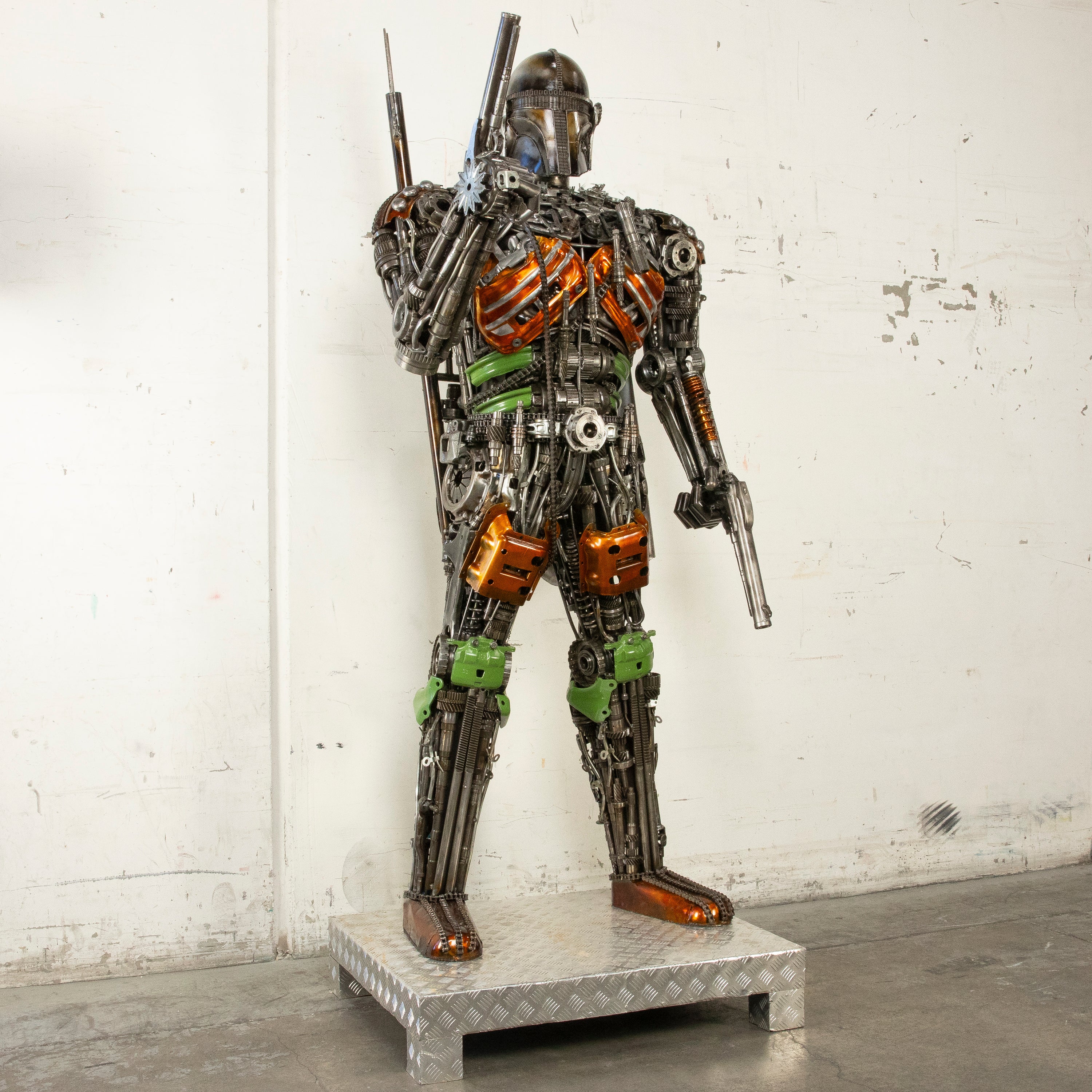 91" Mandalorian Inspired Recycled Metal Art Sculpture