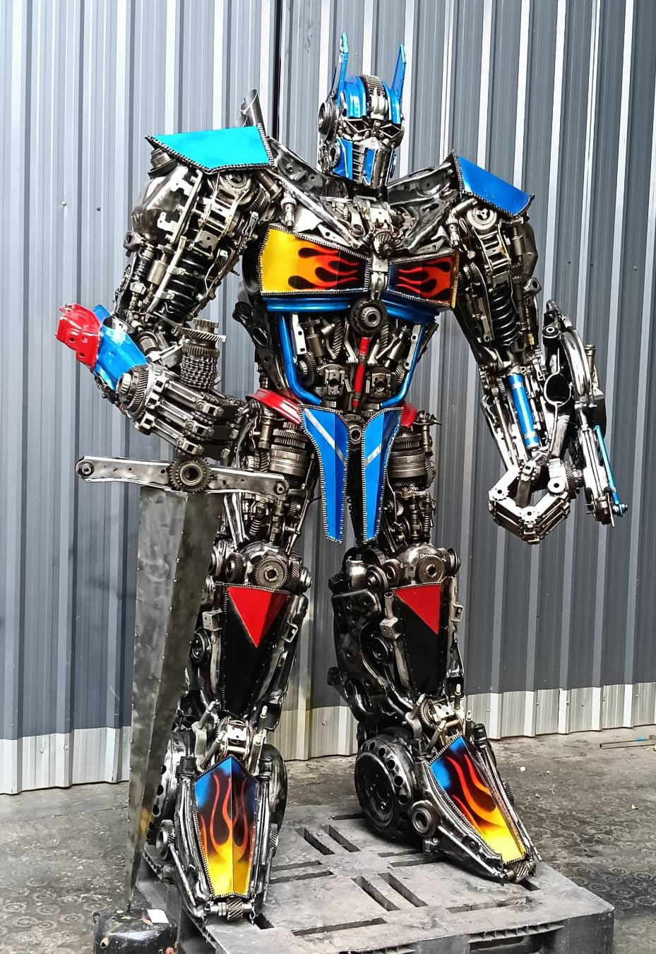 91" Optimus Prime Inspired Recycled Metal Art Sculpture