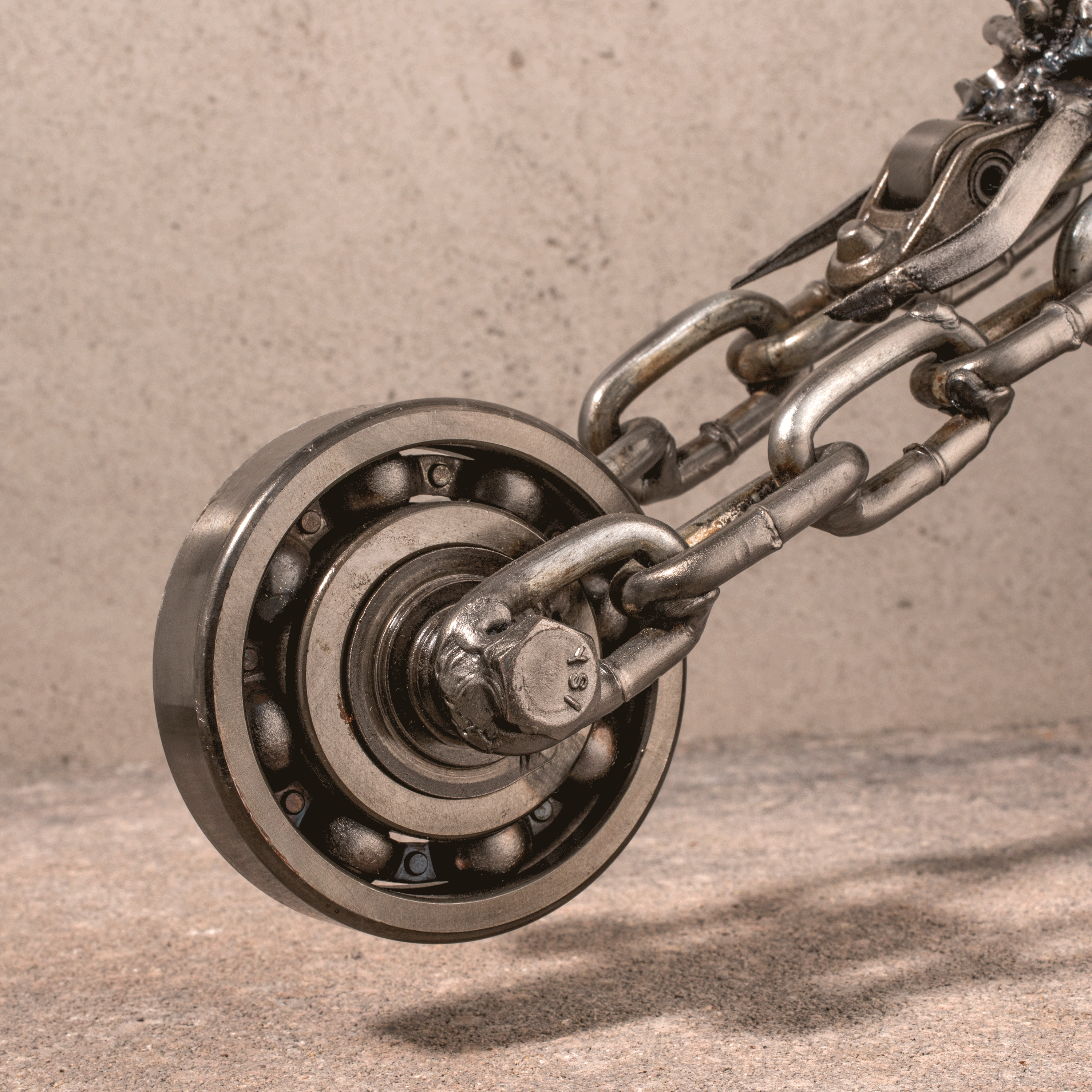 14" Predator riding Motorcycle Inspired Recycled Metal Sculpture