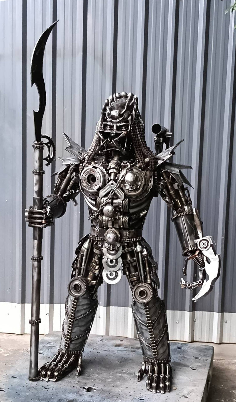 55" Predator Inspired Recycled Metal Art Sculpture