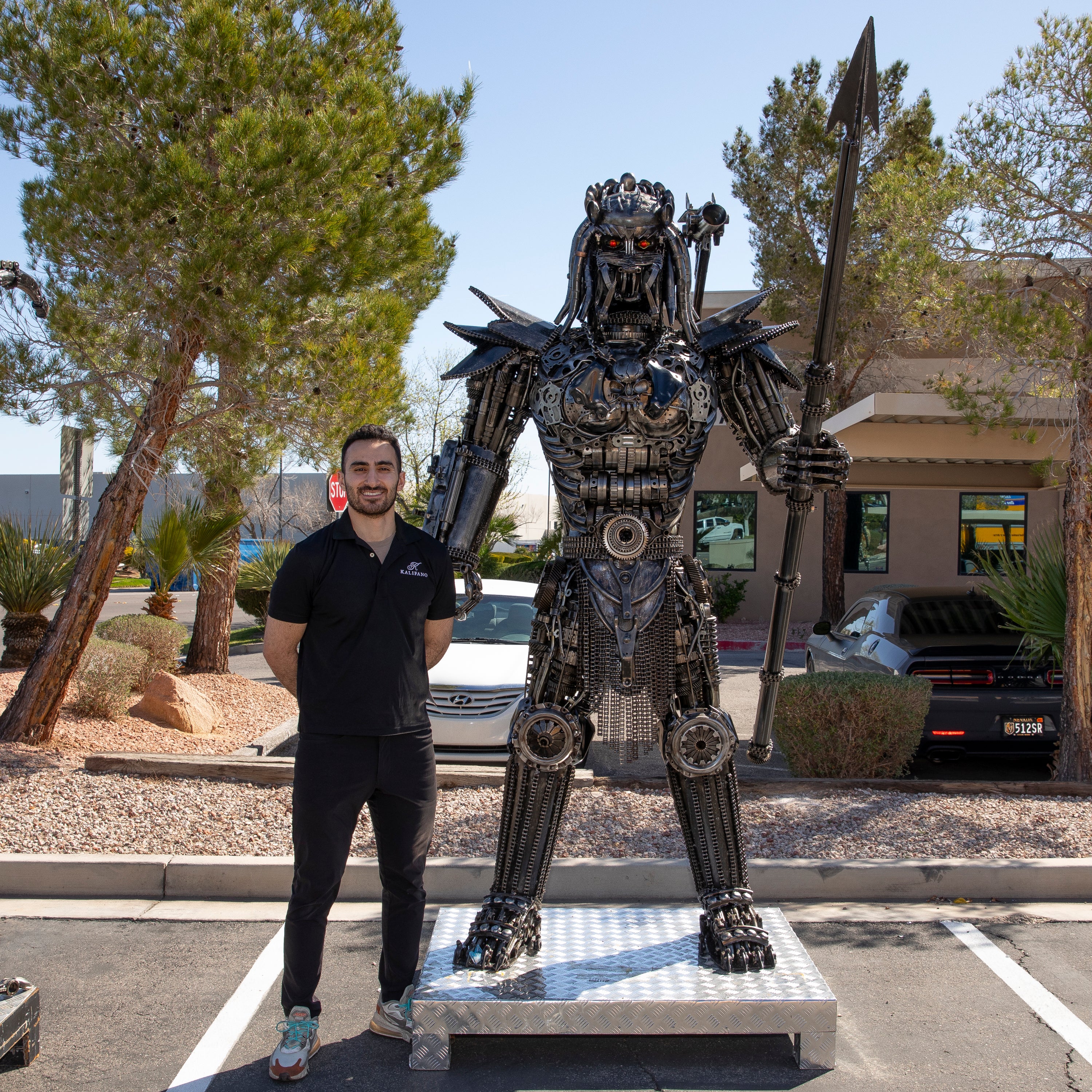 91" Predator Inspired Recycled Metal Art Sculpture
