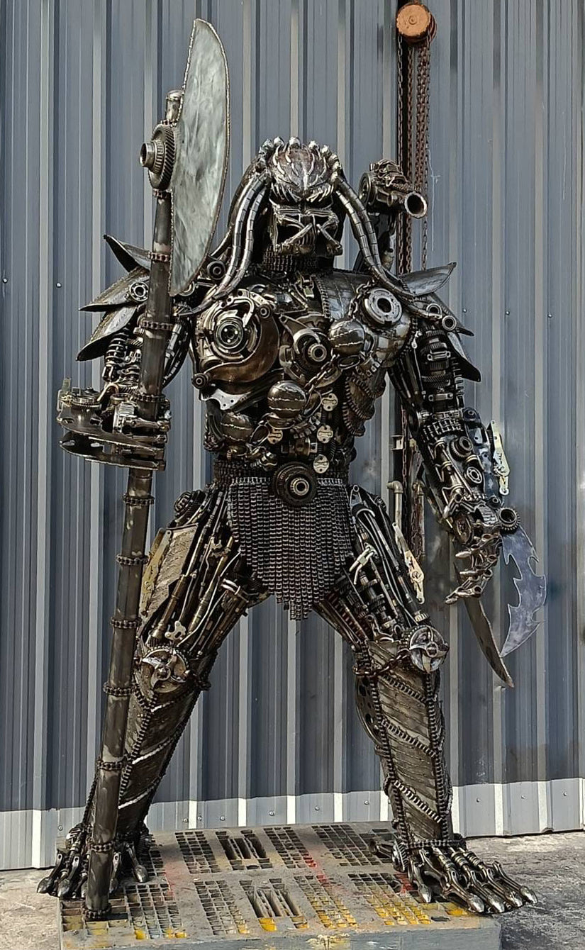 91" Predator Inspired Recycled Metal Art Sculpture