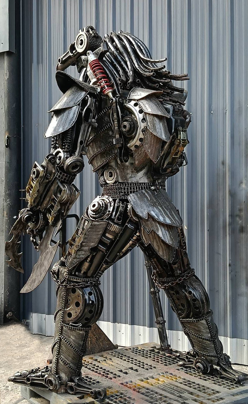91" Predator Inspired Recycled Metal Art Sculpture