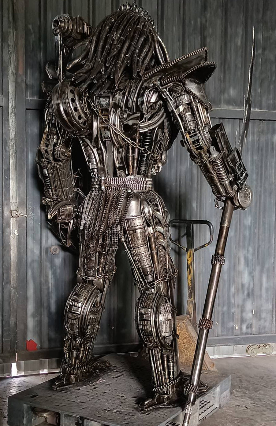 91" Predator Inspired Recycled Metal Art Sculpture