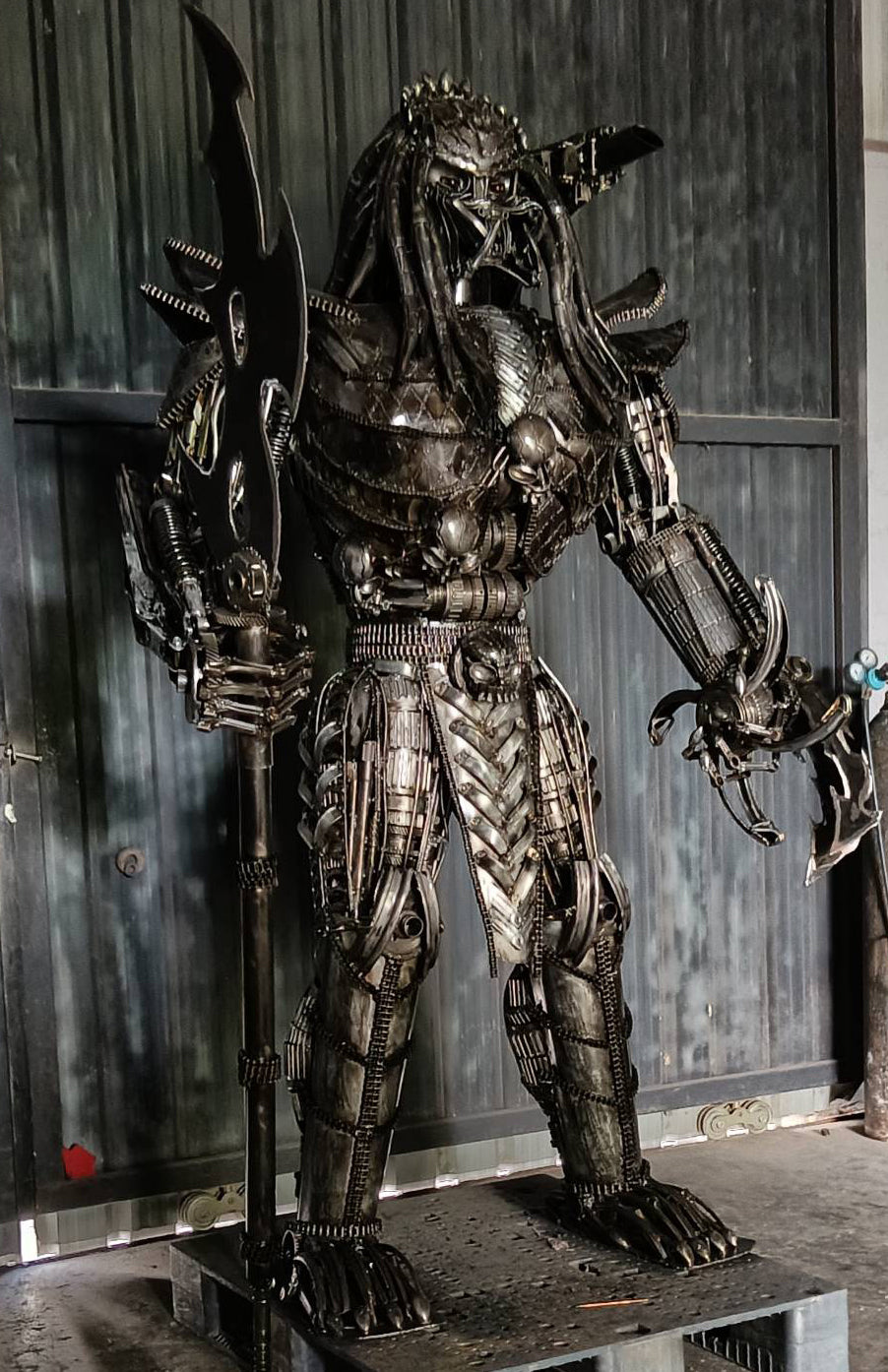 91" Predator Inspired Recycled Metal Art Sculpture
