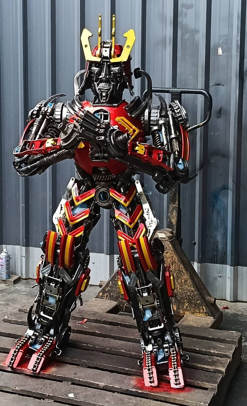 55" Samurai Inspired Recycled Metal Art Sculpture