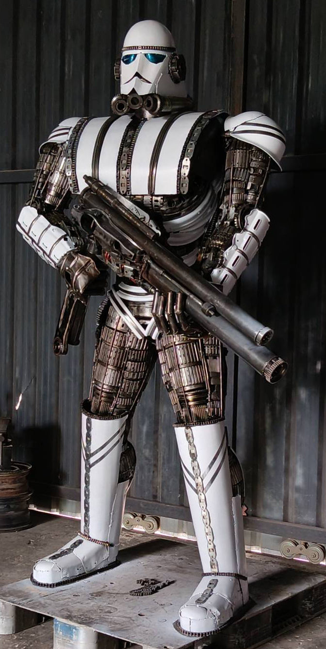 91" Storm Trooper Inspired Recycled Metal Art Sculpture