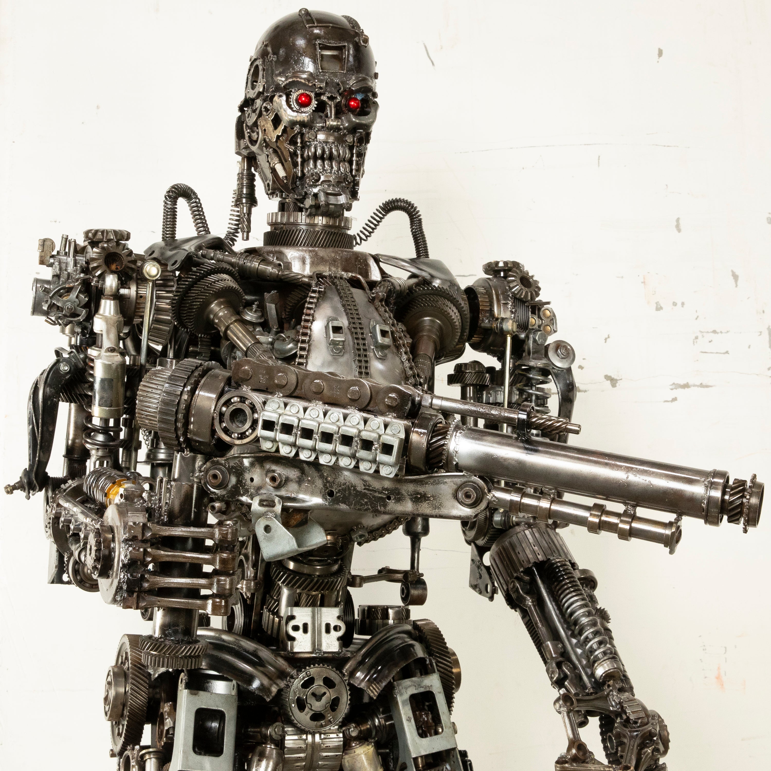 91" Terminator Inspired Recycled Metal Art Sculpture