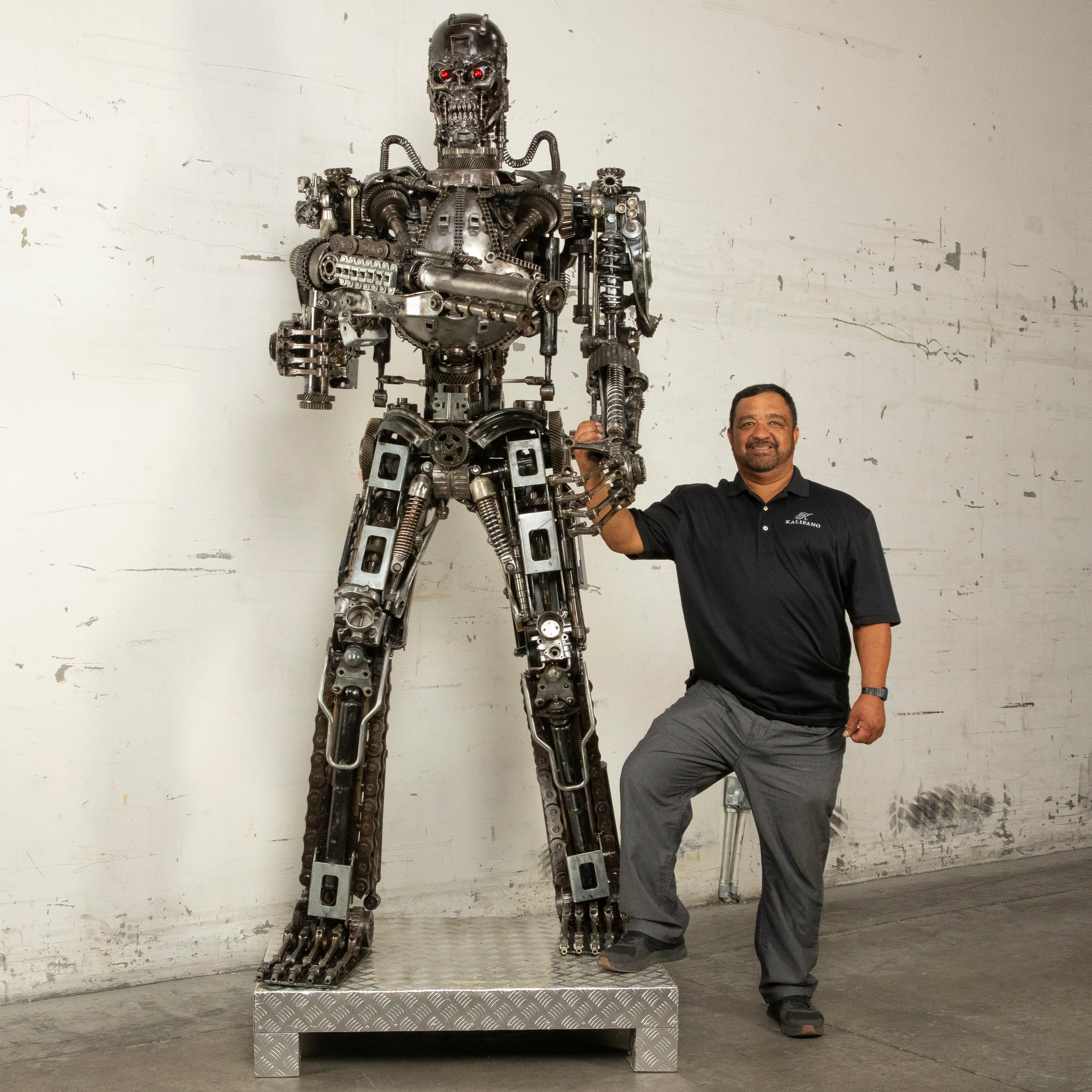 91" Terminator Inspired Recycled Metal Art Sculpture