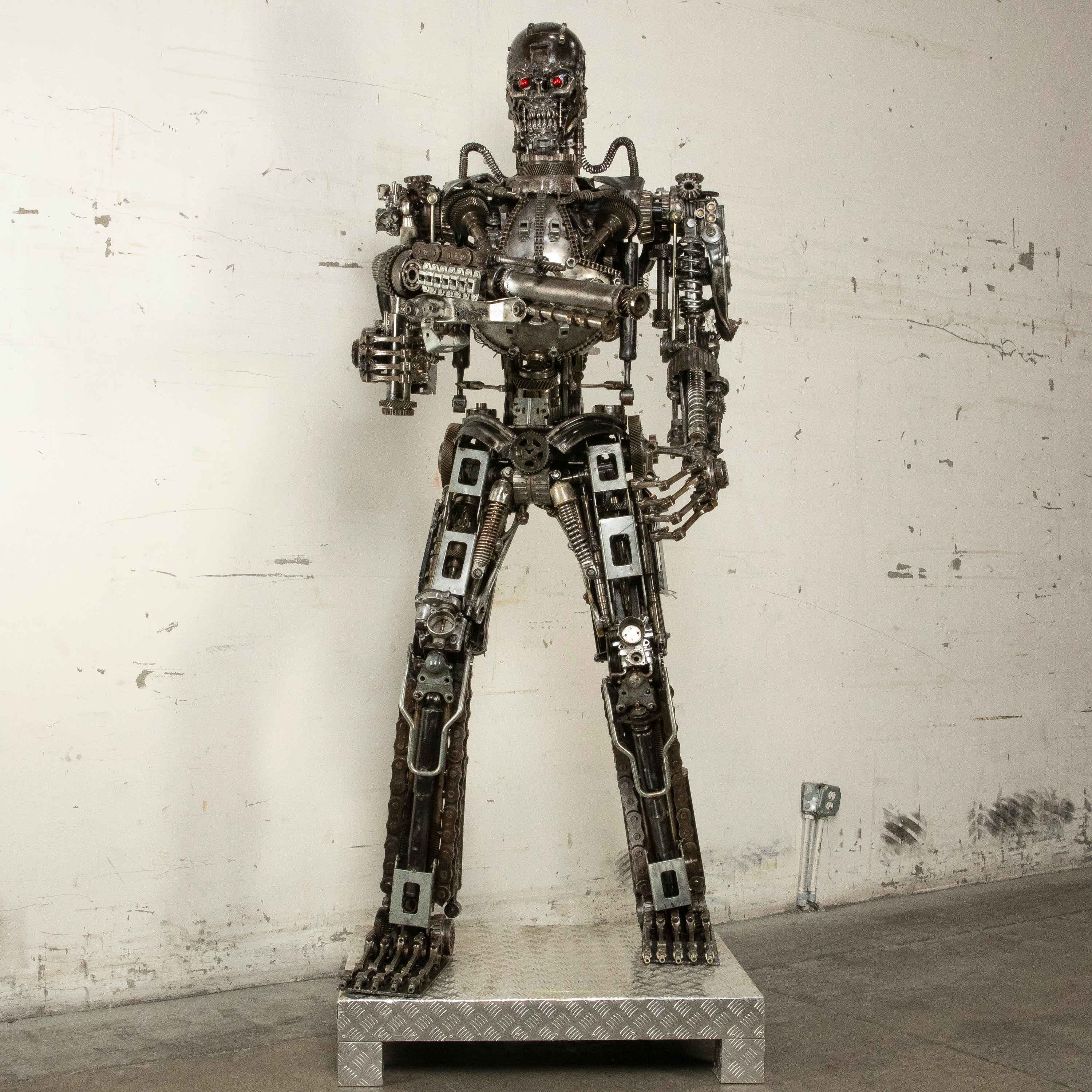 91" Terminator Inspired Recycled Metal Art Sculpture