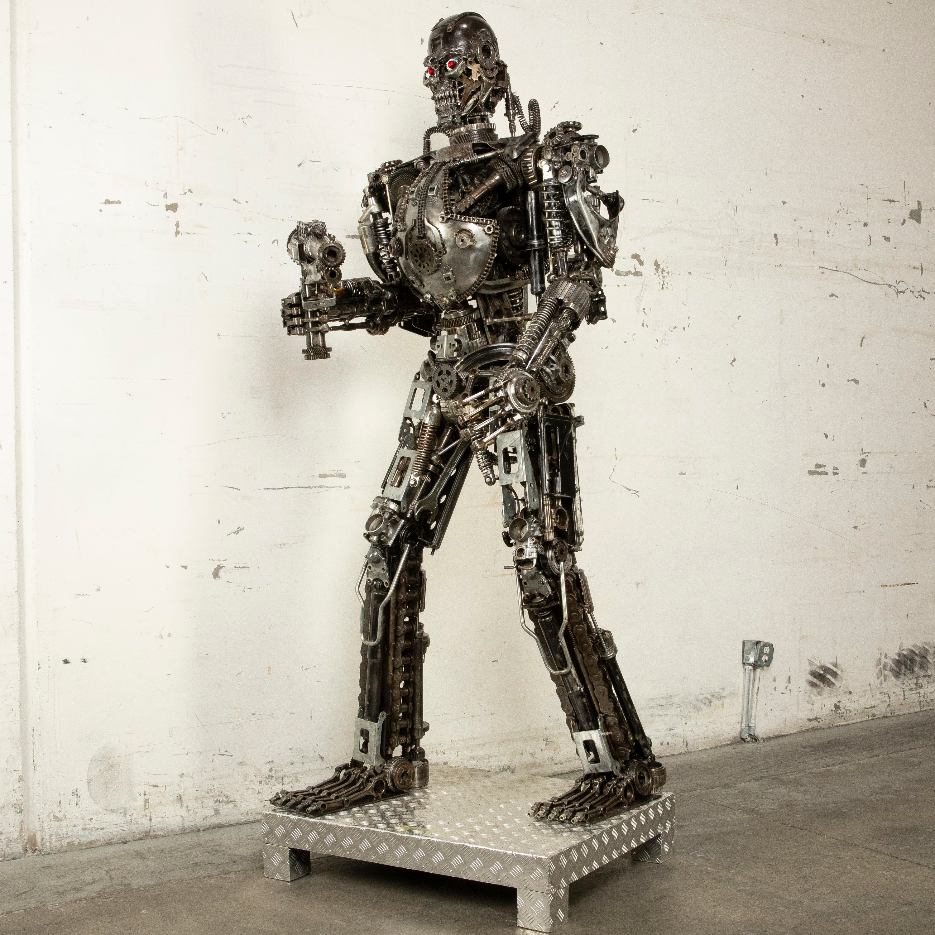 91" Terminator Inspired Recycled Metal Art Sculpture