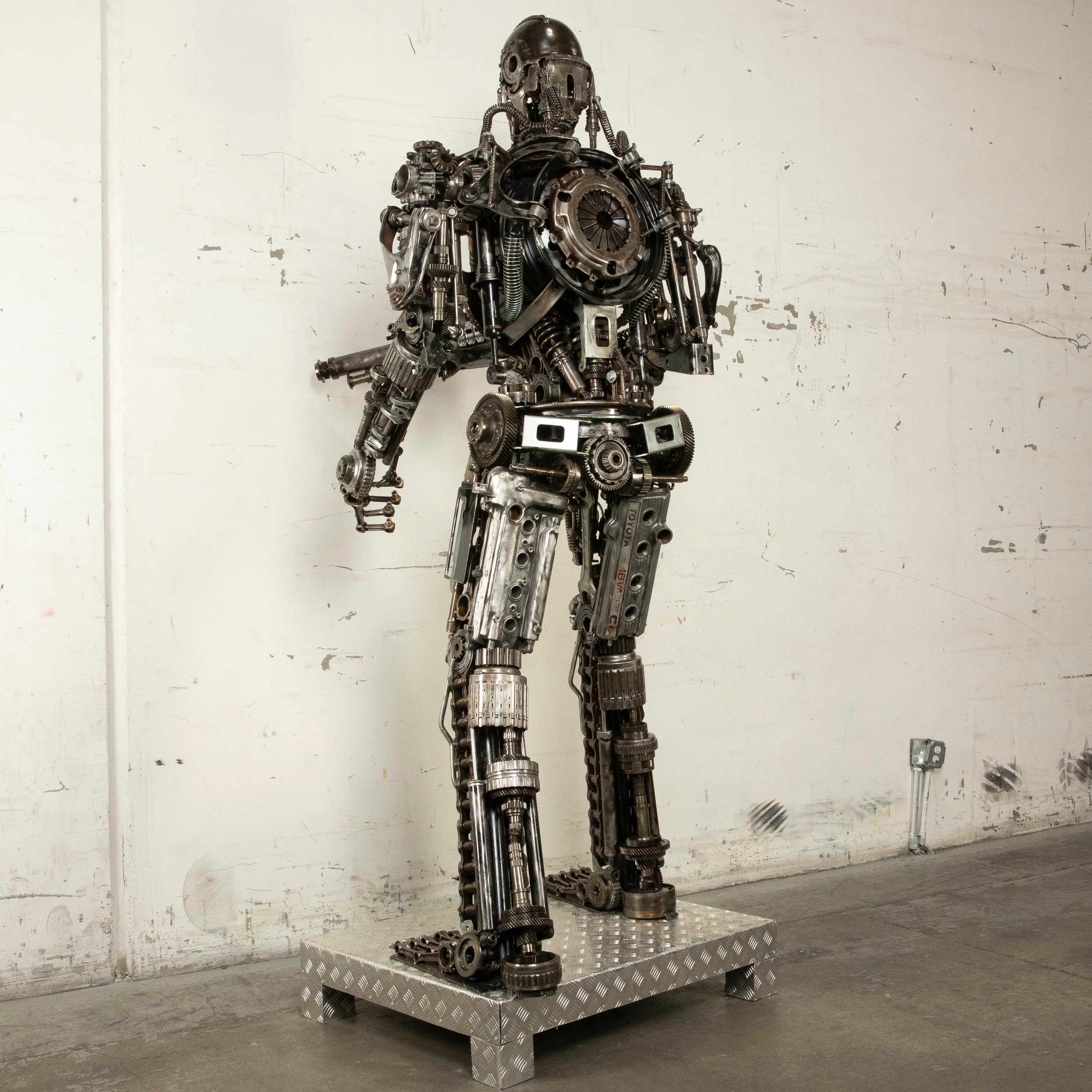 91" Terminator Inspired Recycled Metal Art Sculpture