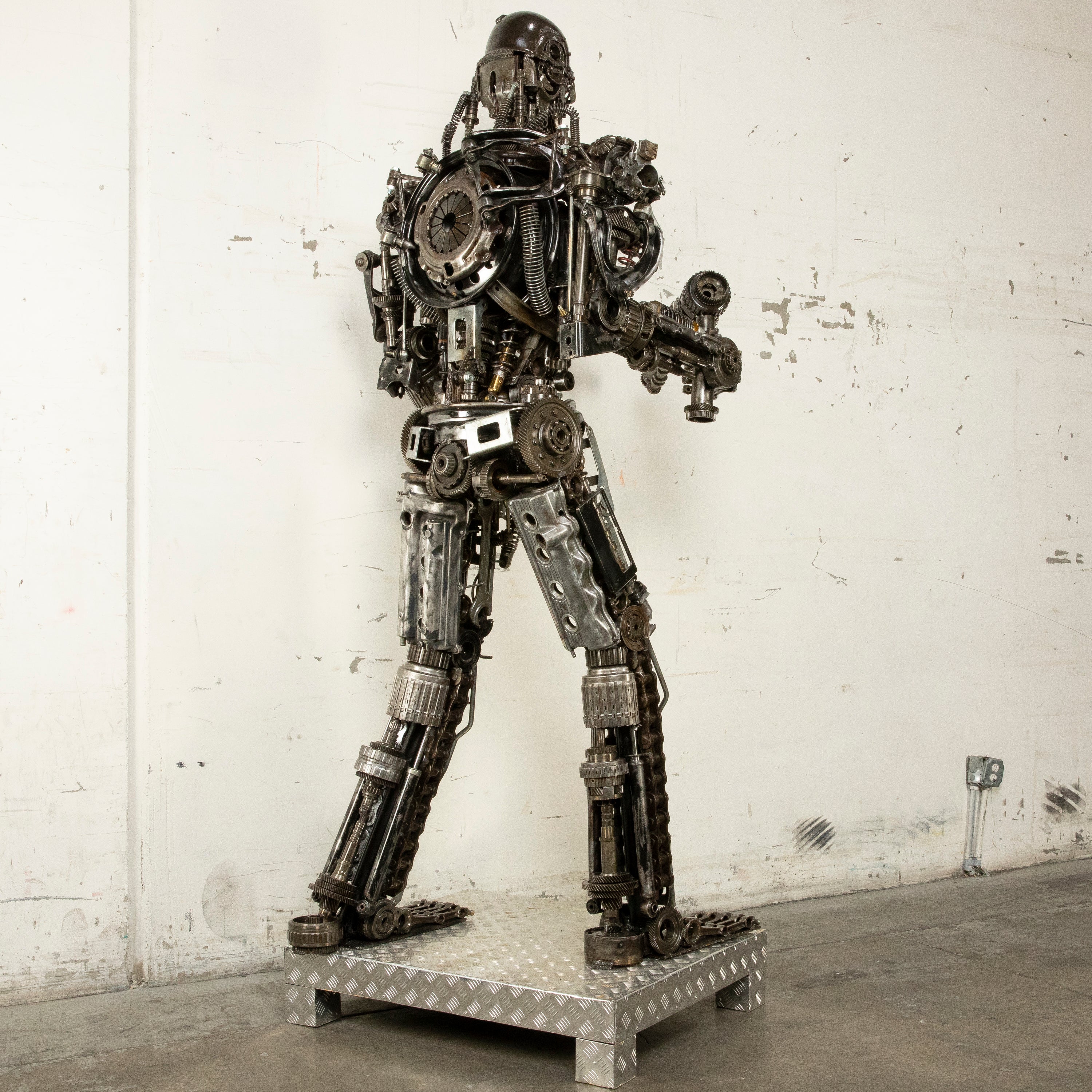 91" Terminator Inspired Recycled Metal Art Sculpture