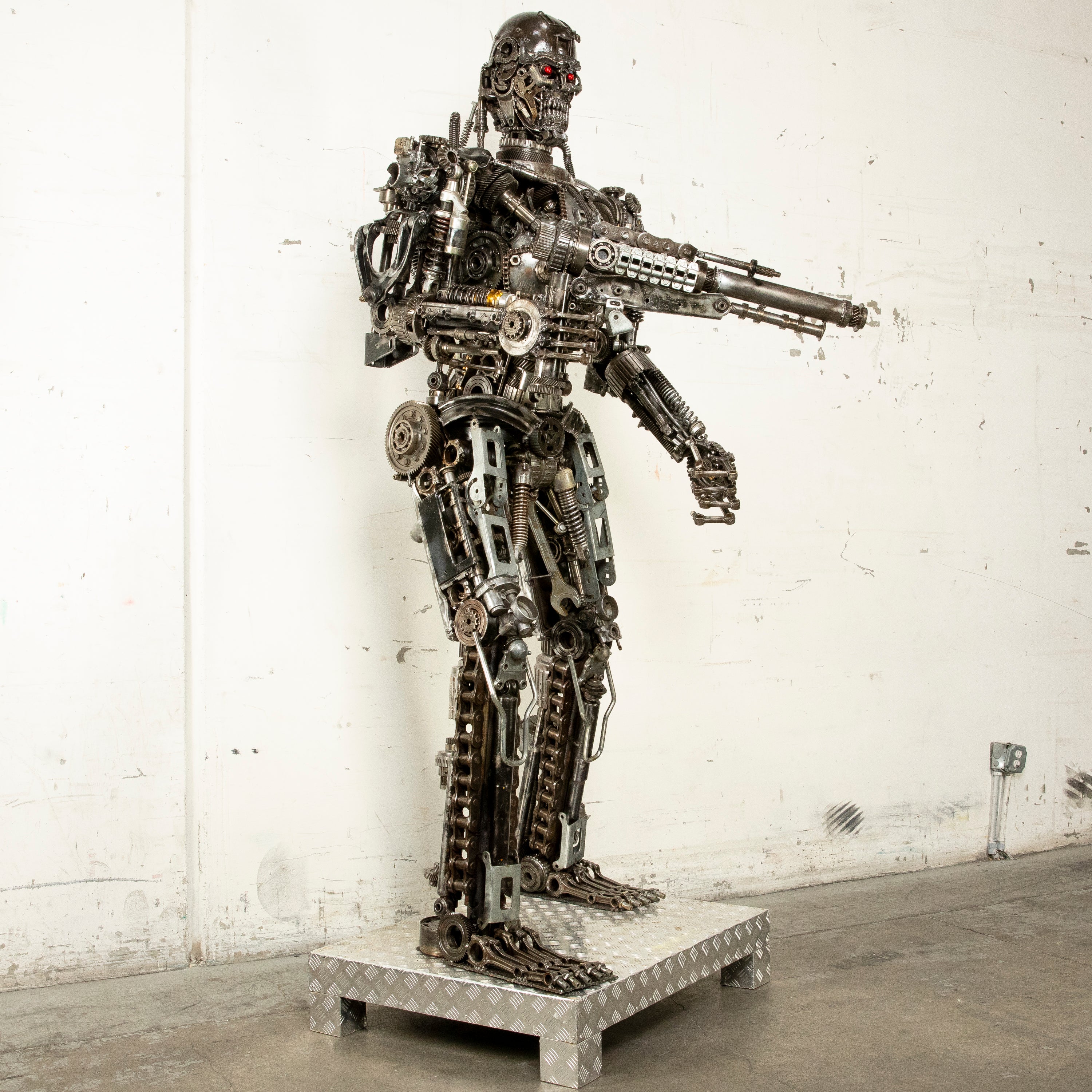 91" Terminator Inspired Recycled Metal Art Sculpture