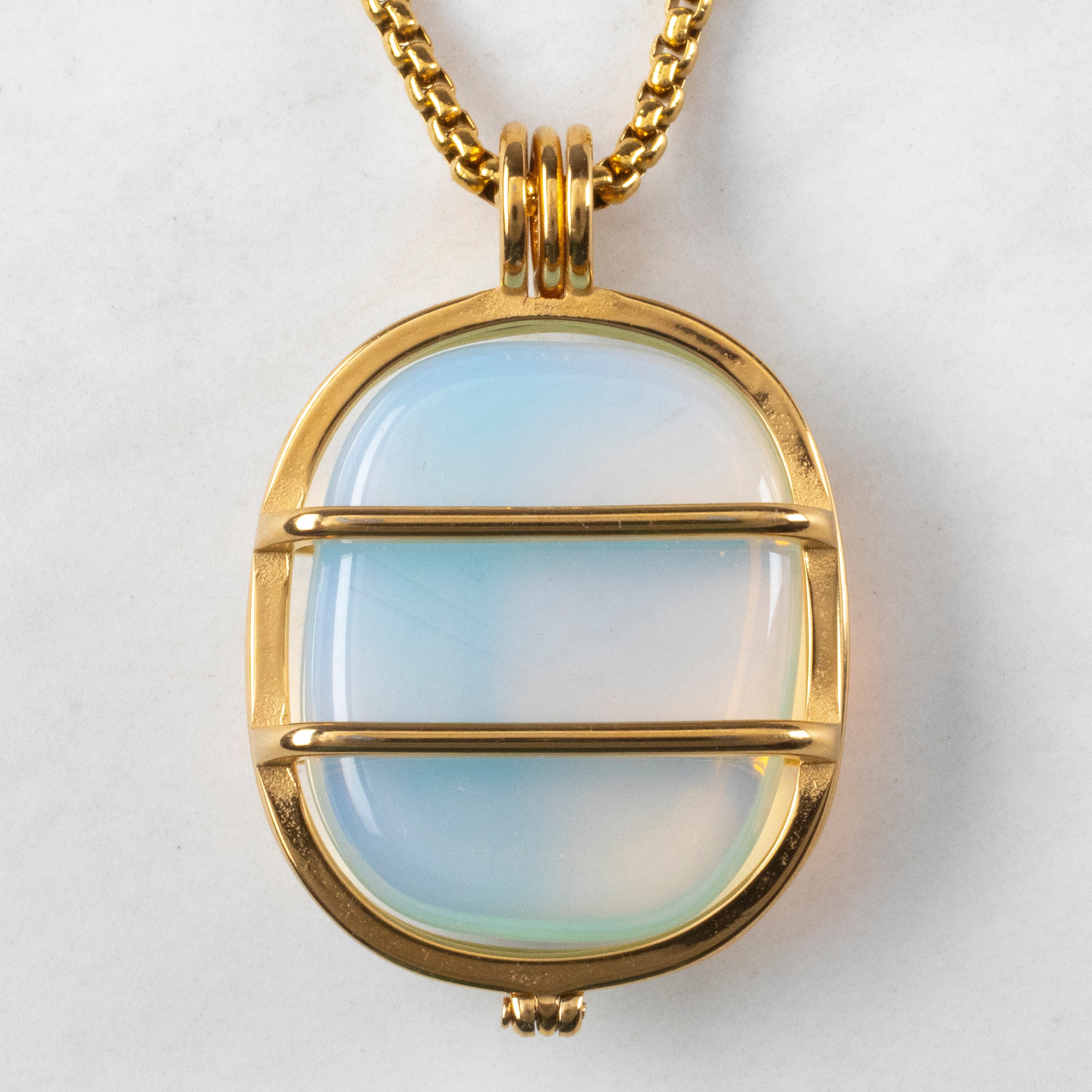 Stainless Steel Convertible Rectangle Locket with Chakra Gemstones | Adjustable Bolo Chain | 30"