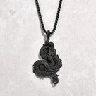 Black Dragon Steel Hearts Necklace