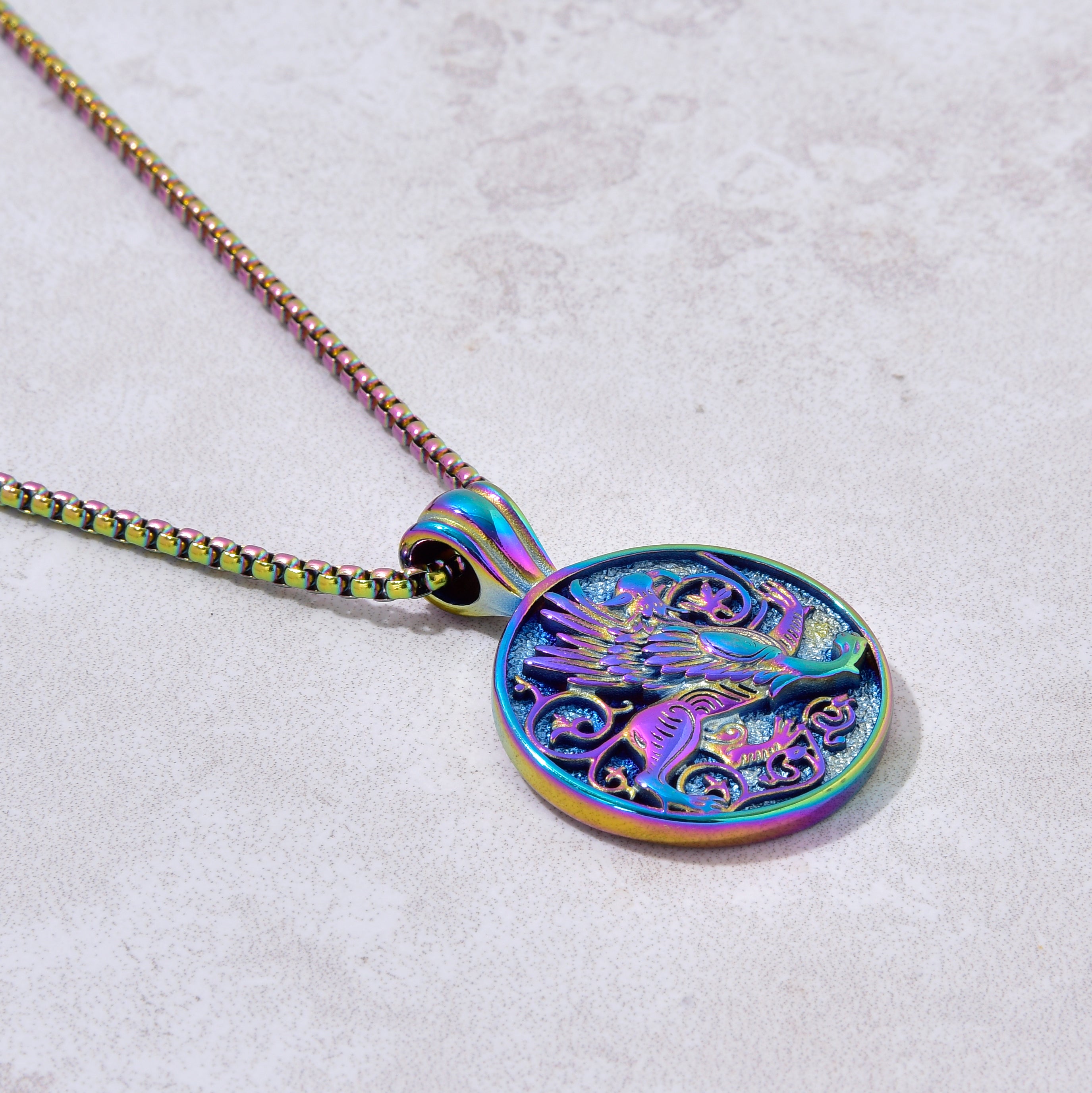 Aurora Borealis Steel Hearts Necklace