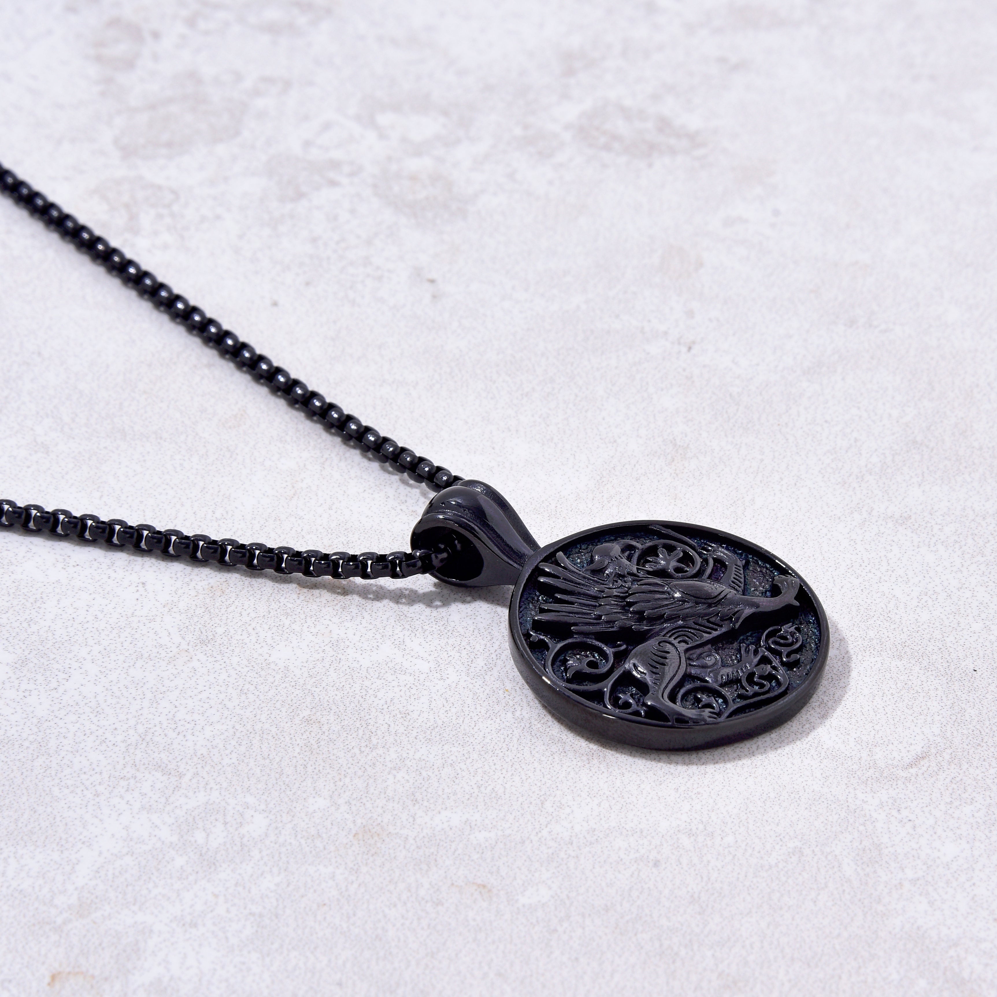 Black Gun Metal Steel Hearts Necklace