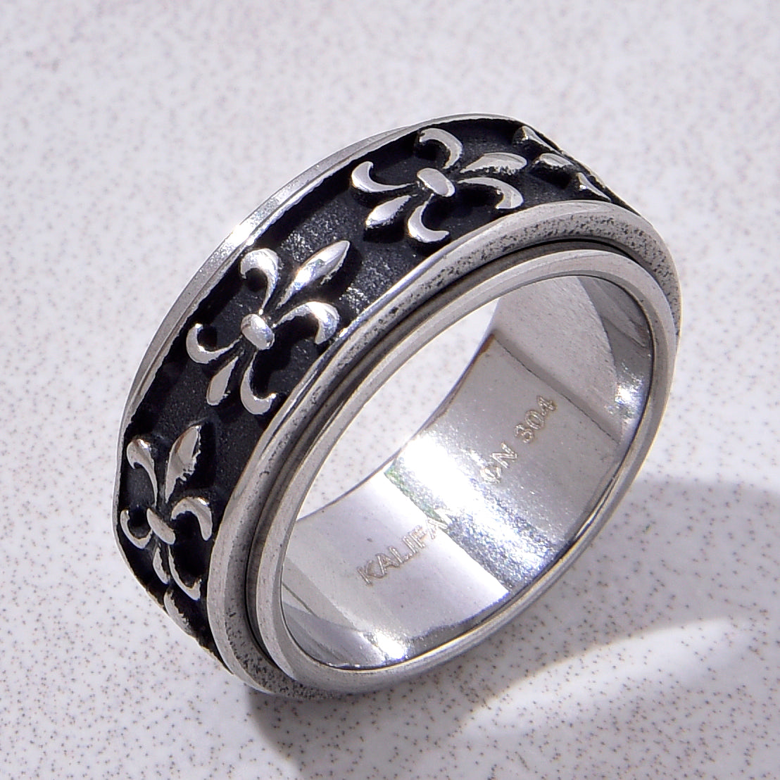 Silver Rotatable Punk Steel Hearts Ring