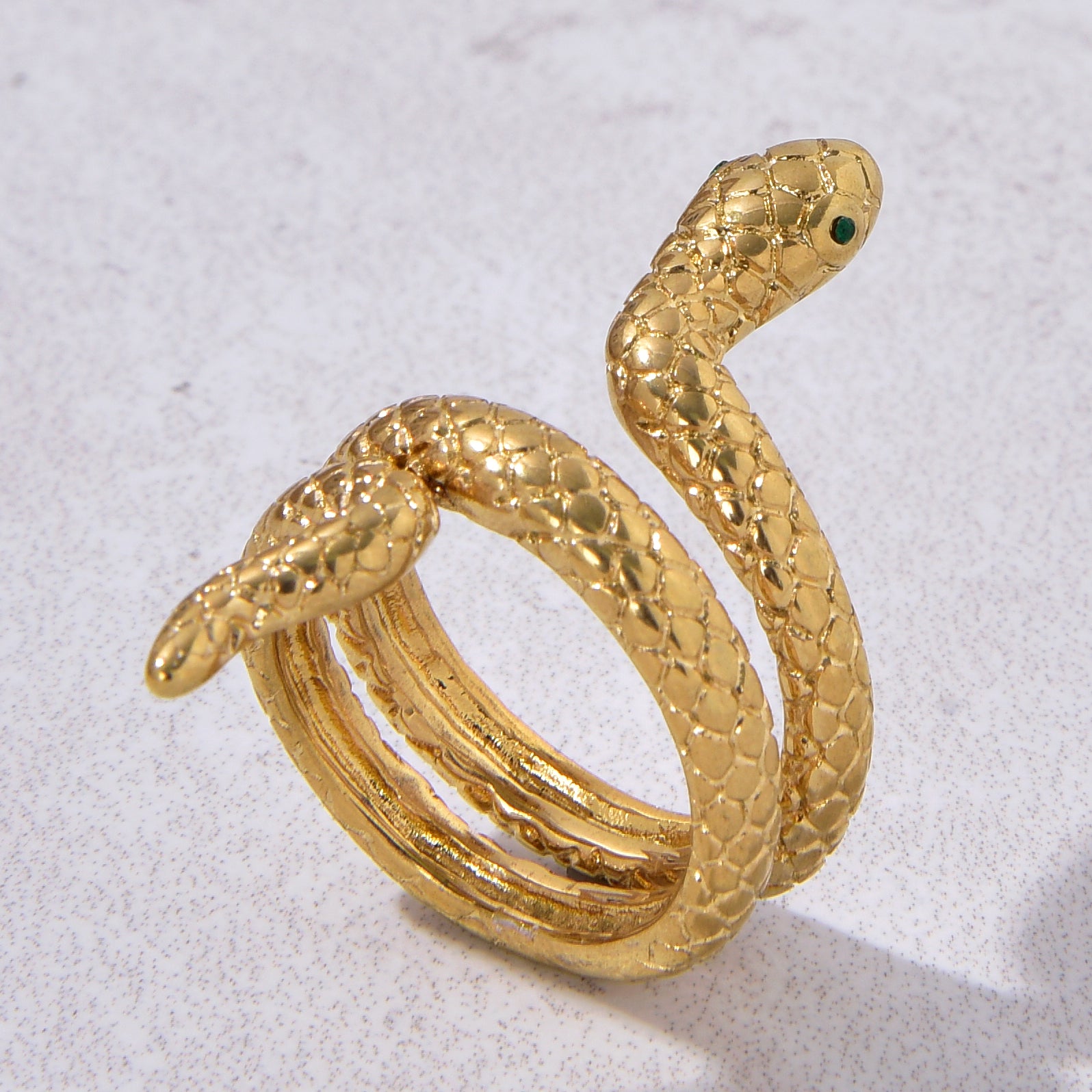 Gold Serpentine Steel Hearts Ring