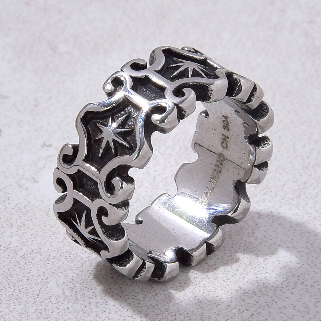 Silver Starflash Steel Hearts Ring