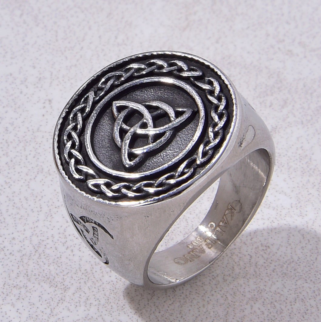 Silver Infinite Triangle Steel Hearts Ring