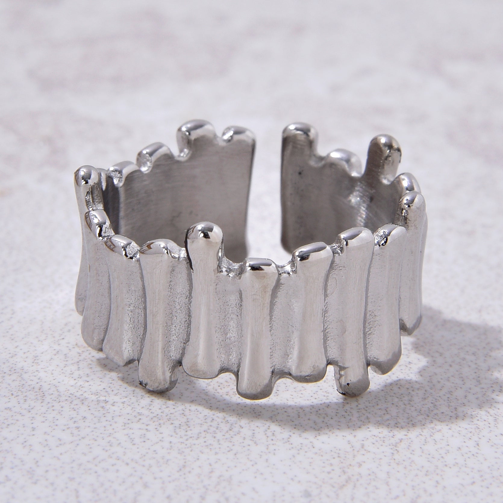 Silver Barrier Steel Hearts Ring