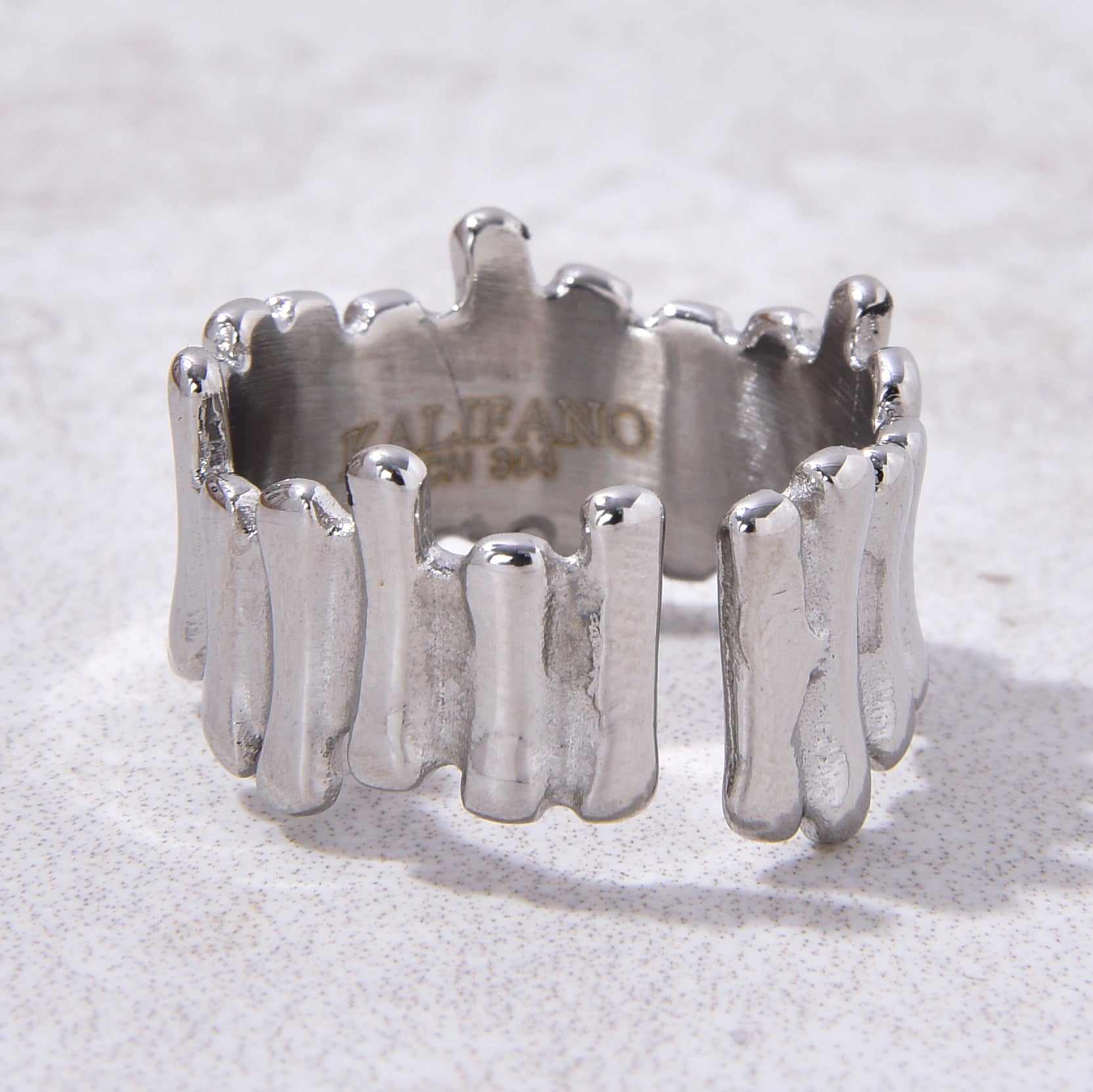 Silver Barrier Steel Hearts Ring