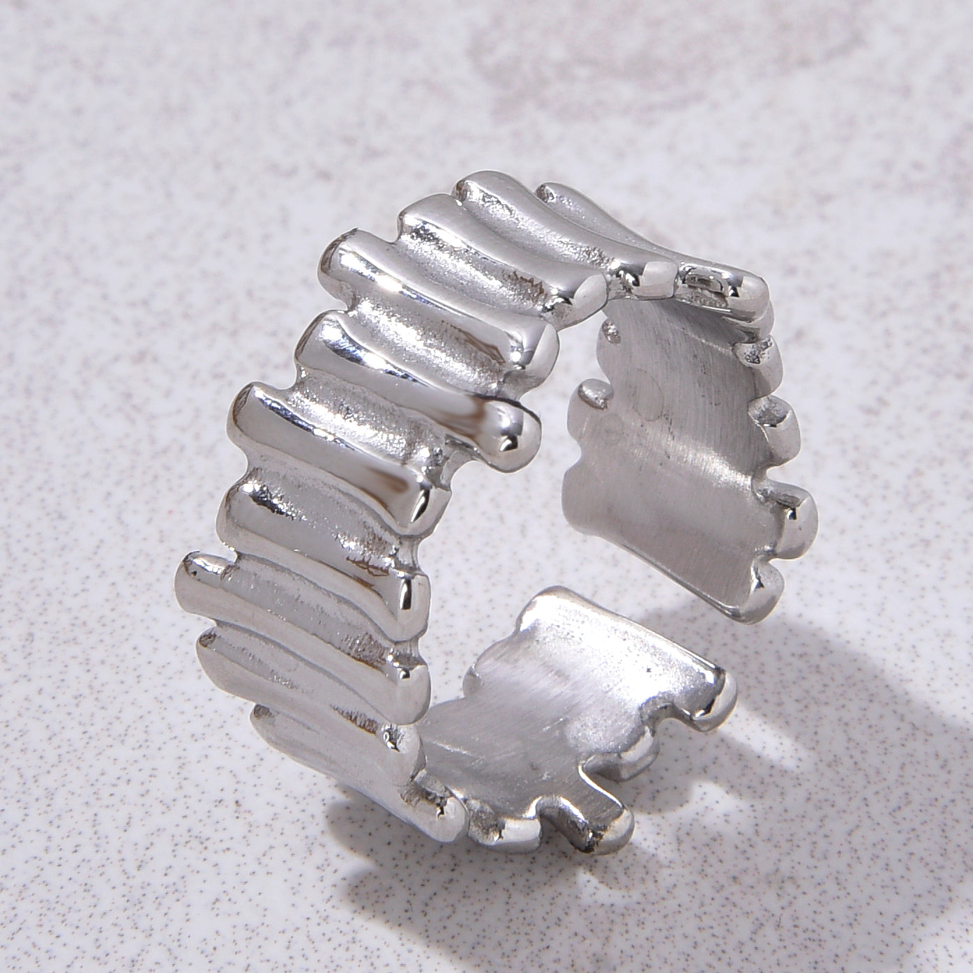 Silver Barrier Steel Hearts Ring