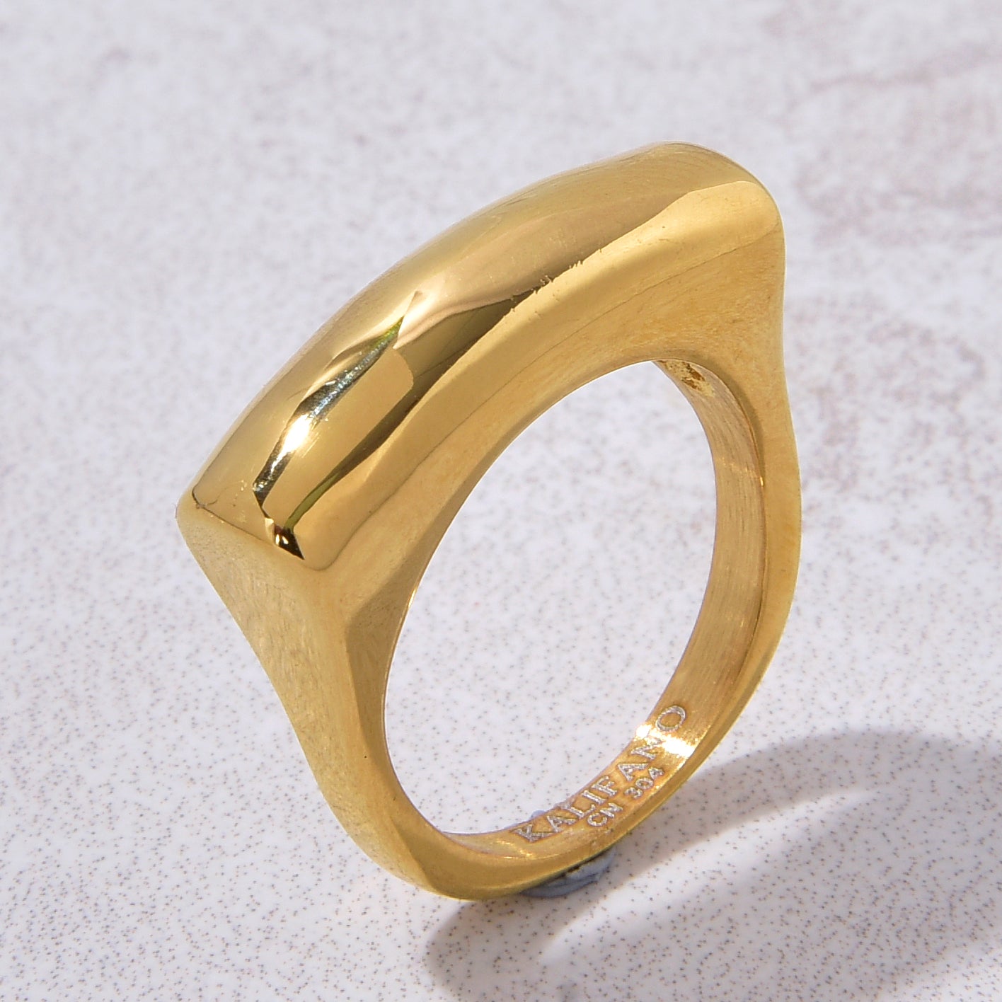 Gold Signet Steel Hearts Ring