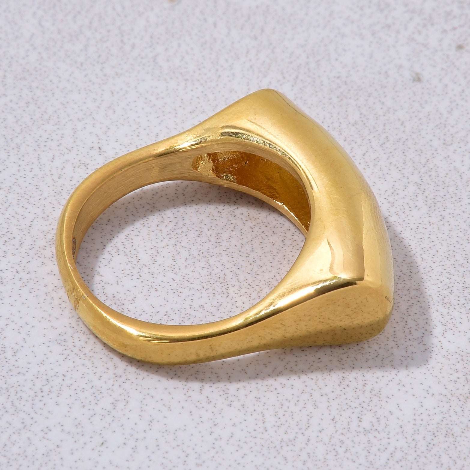 Gold Signet Steel Hearts Ring