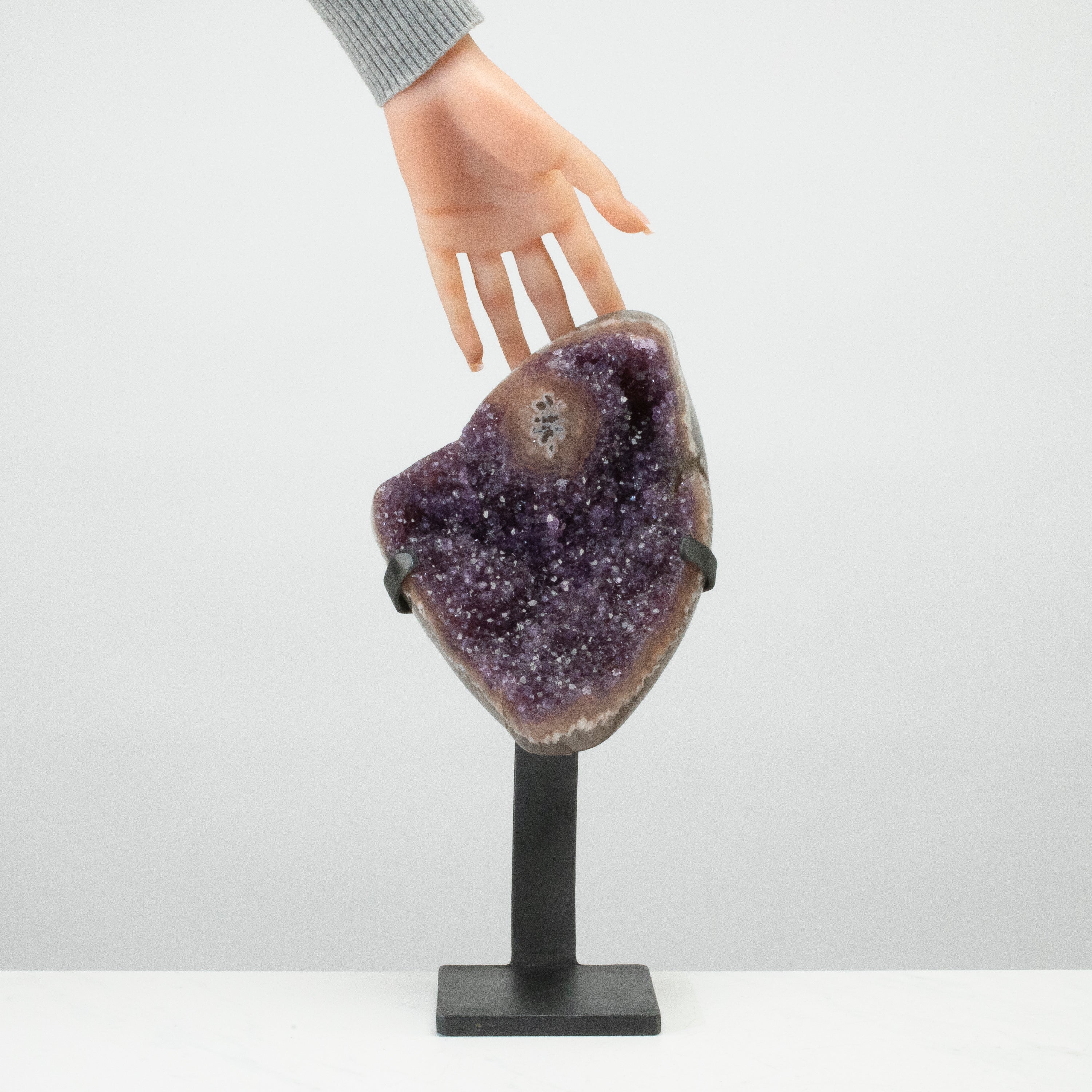 Uruguayan Amethyst Geode on Custom Stand  - 11" / 8 lbs (Good Quality)