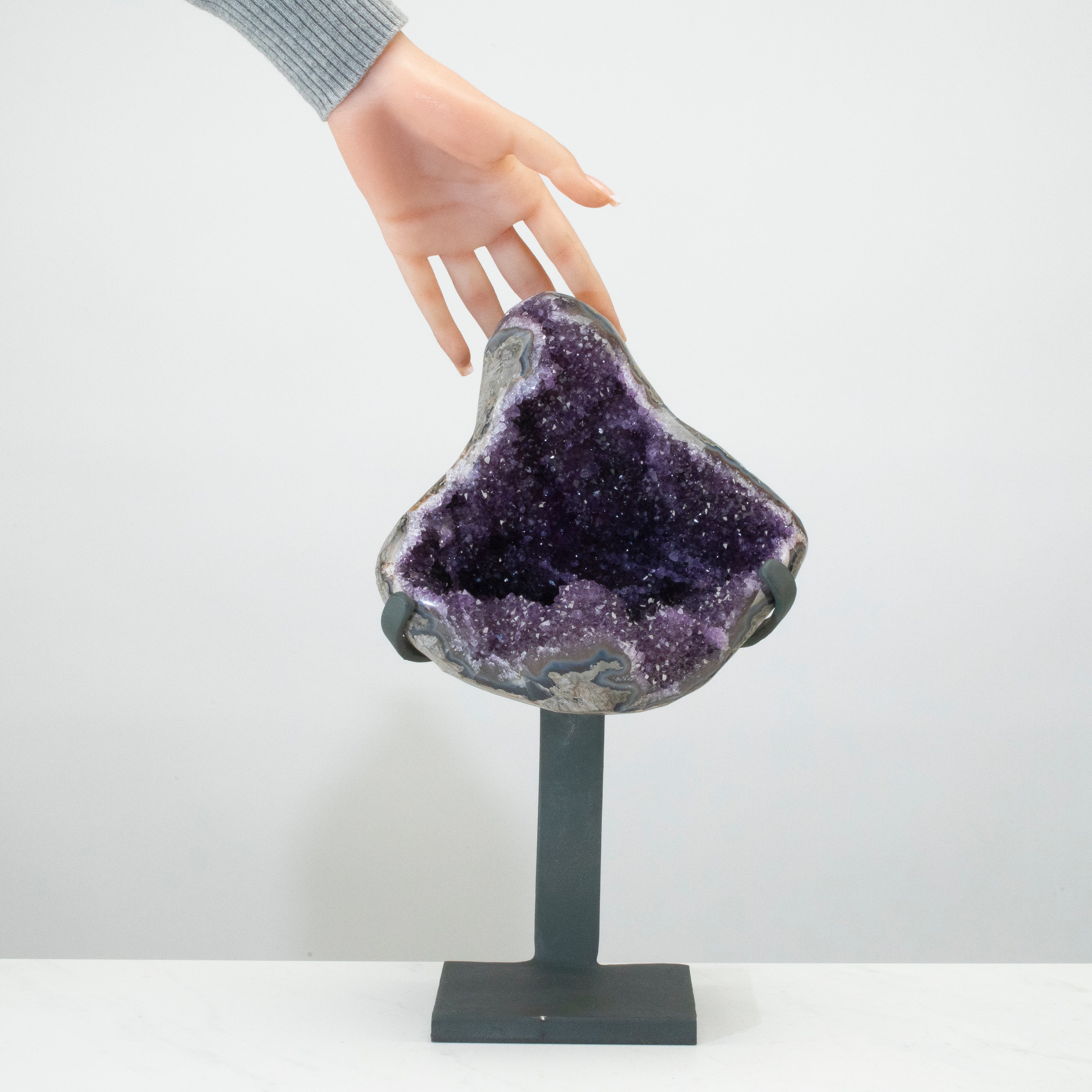 Uruguayan Amethyst Geode on Custom Stand  - 13" / 11 lbs (Good Quality)