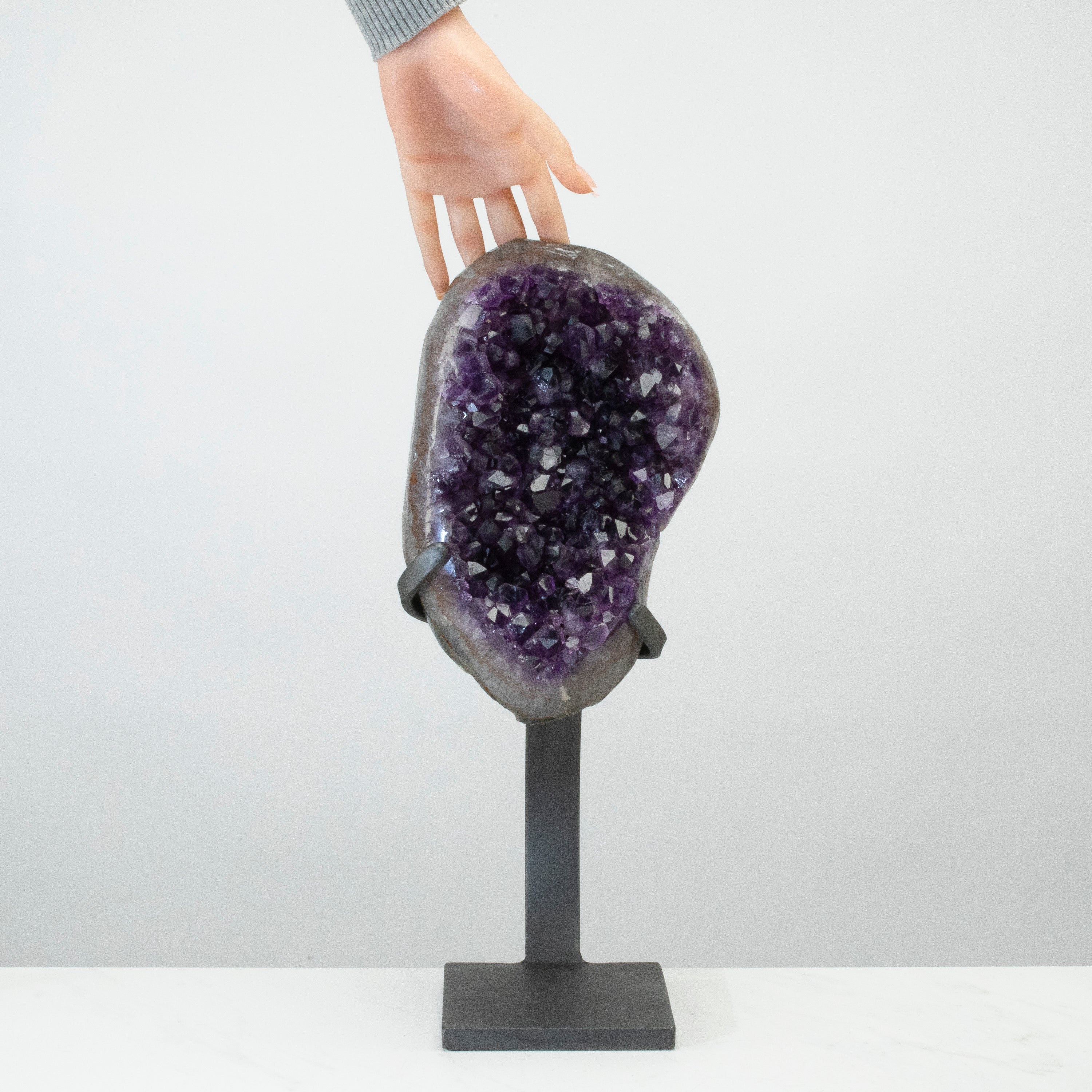 Uruguayan Amethyst Geode on Custom Stand - 14" / 11 lbs - (Best Quality)