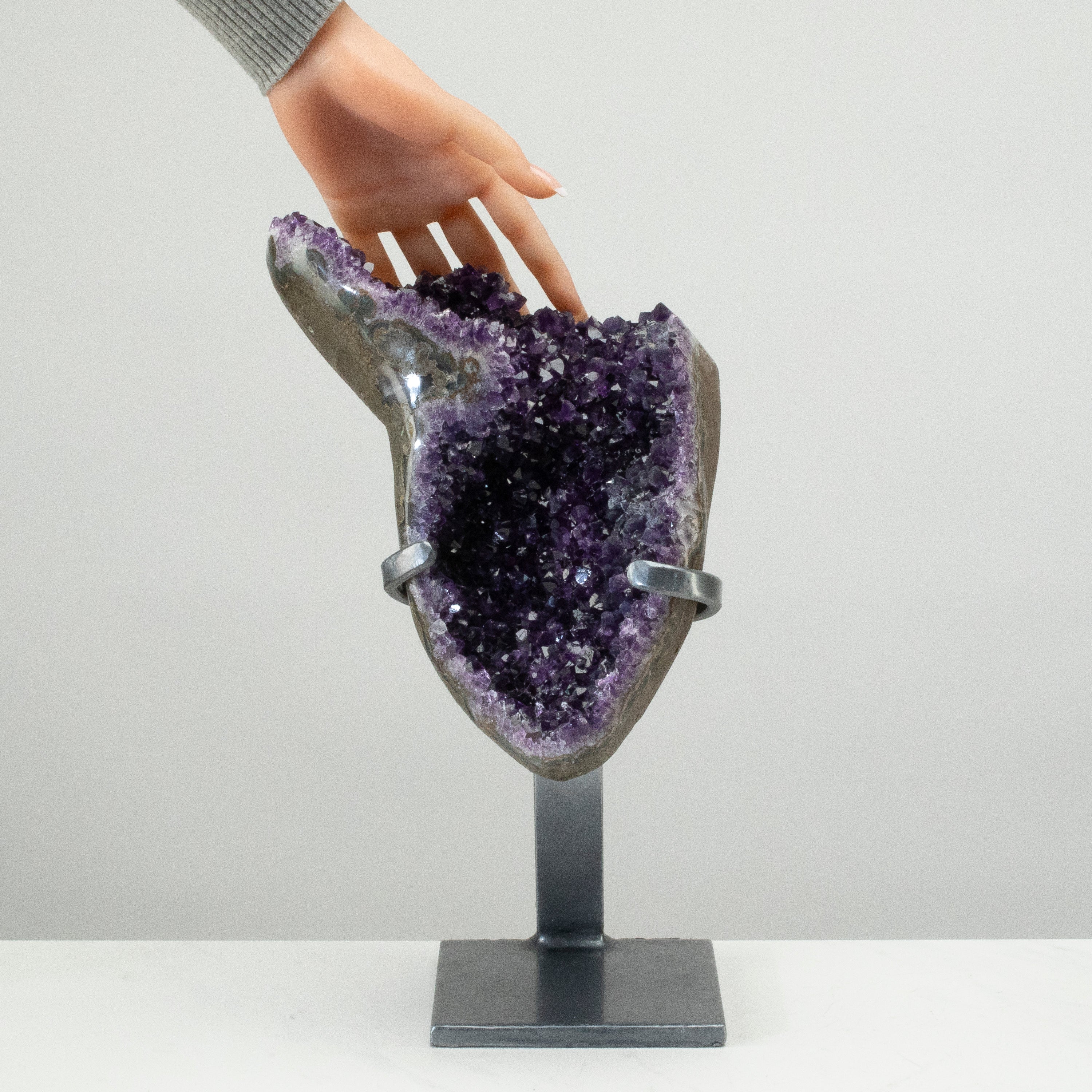 Uruguayan Amethyst Geode on Custom Stand - 13.5" / 13 lbs