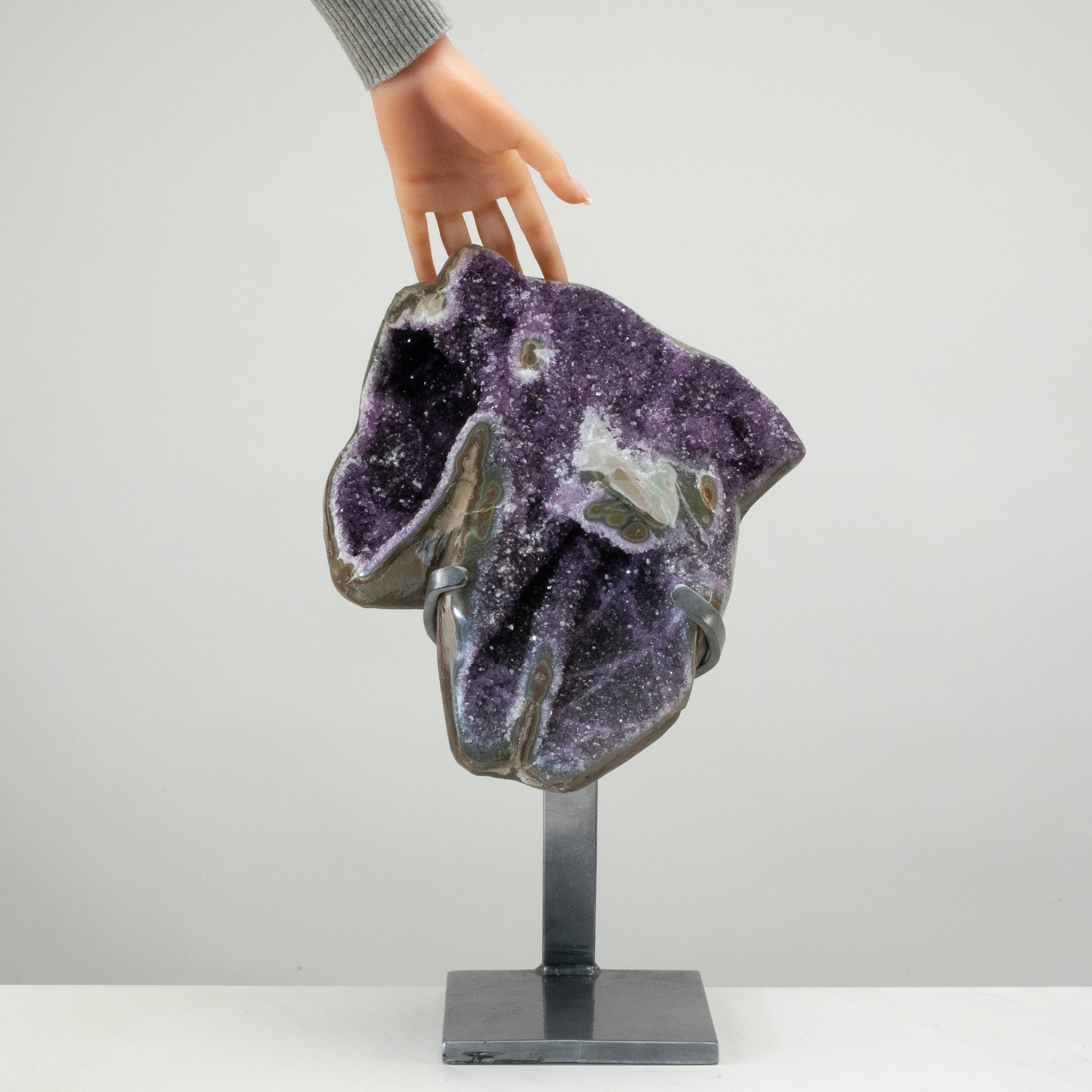 Uruguayan Amethyst Geode on Custom Stand - 18" / 27 lbs