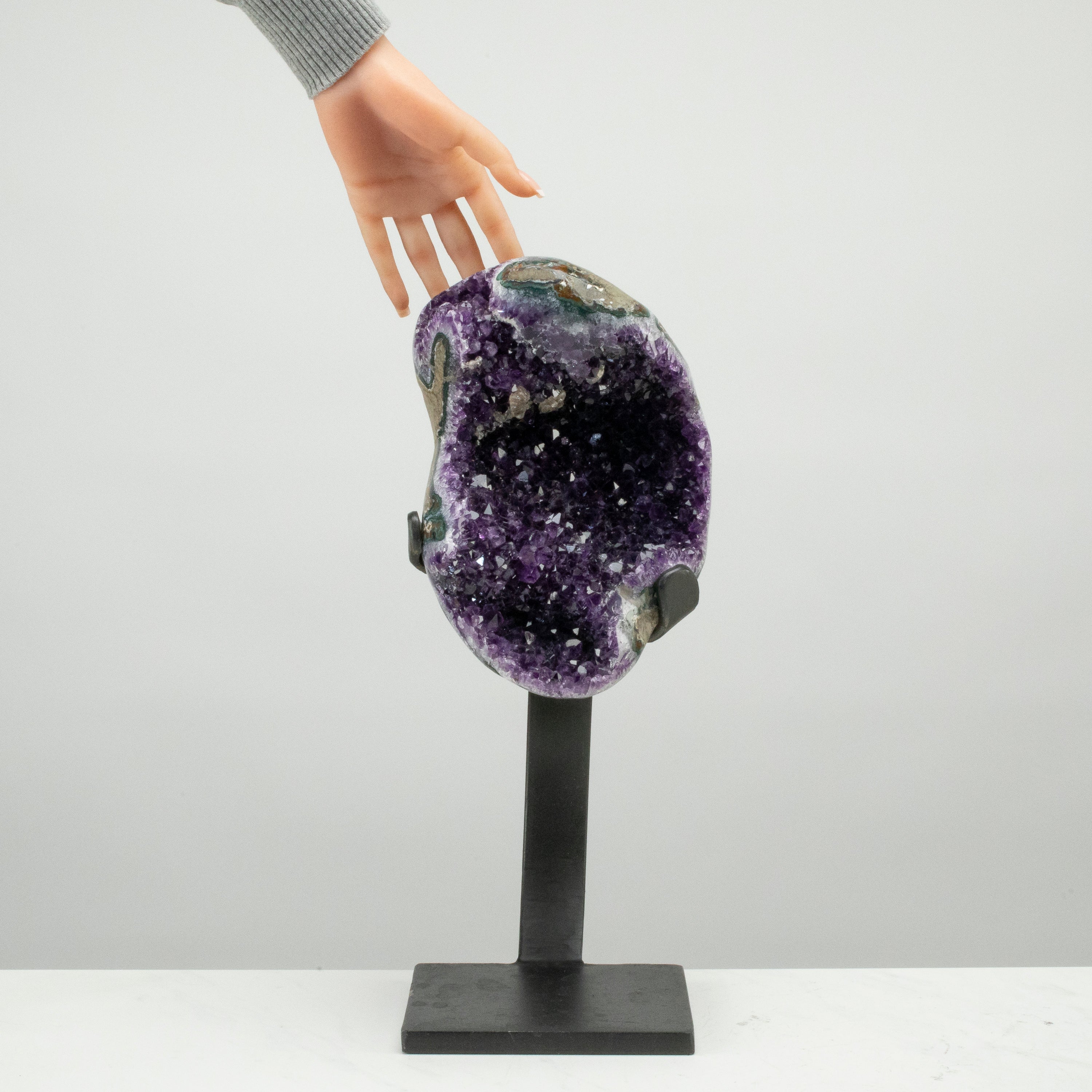 Uruguayan Amethyst Geode on Custom Stand - 16.5" / 17 lbs