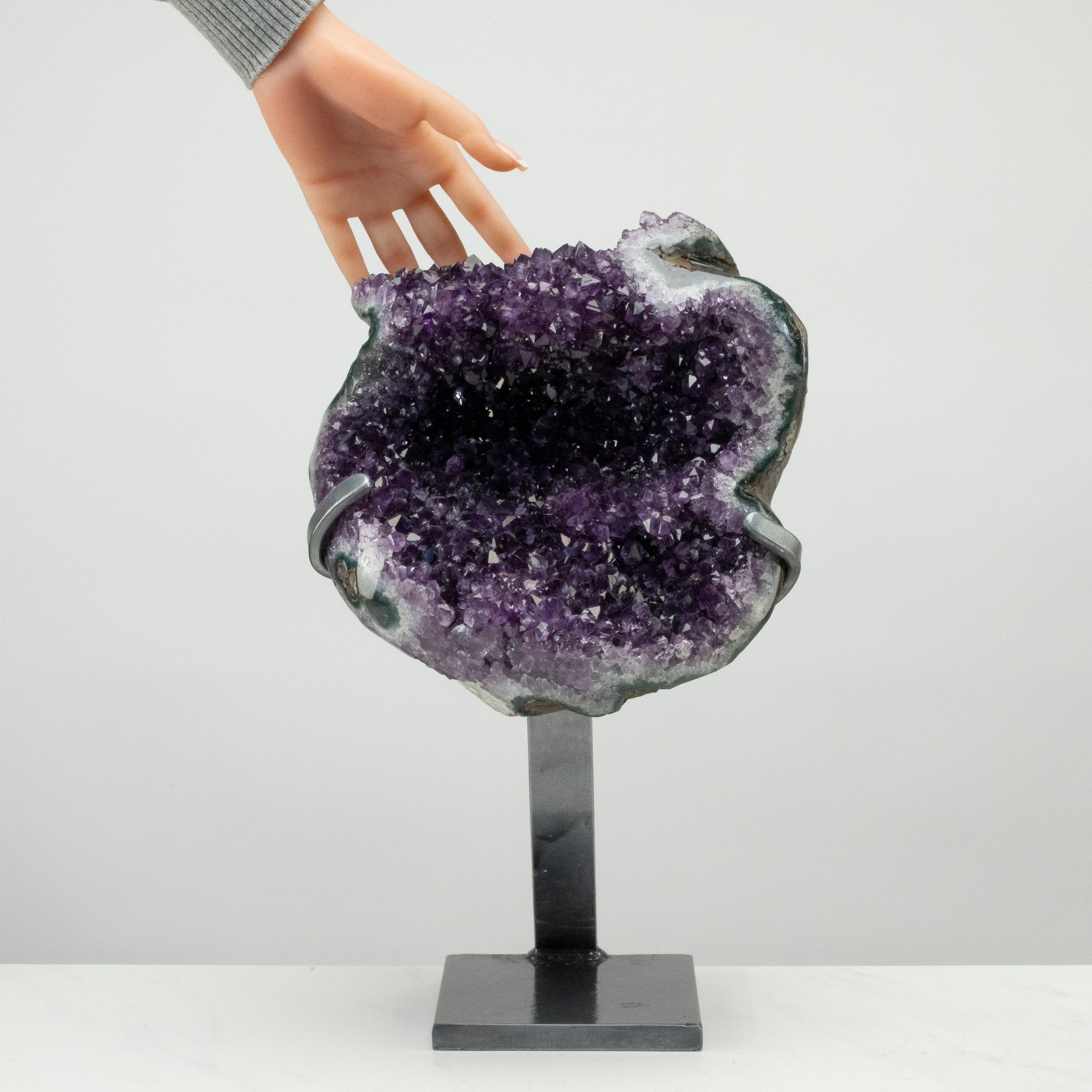 Uruguayan Amethyst Geode on Custom Stand - 15.5" / 19 lbs